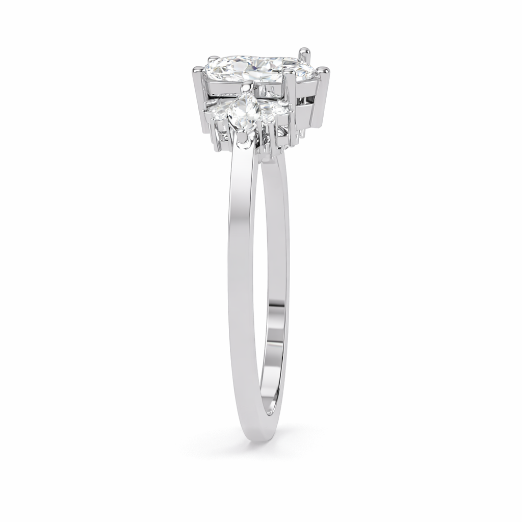 Lab Grown Diamond 2.00 CTW Marquise Floral Cluster Ring- Sterling Silver
