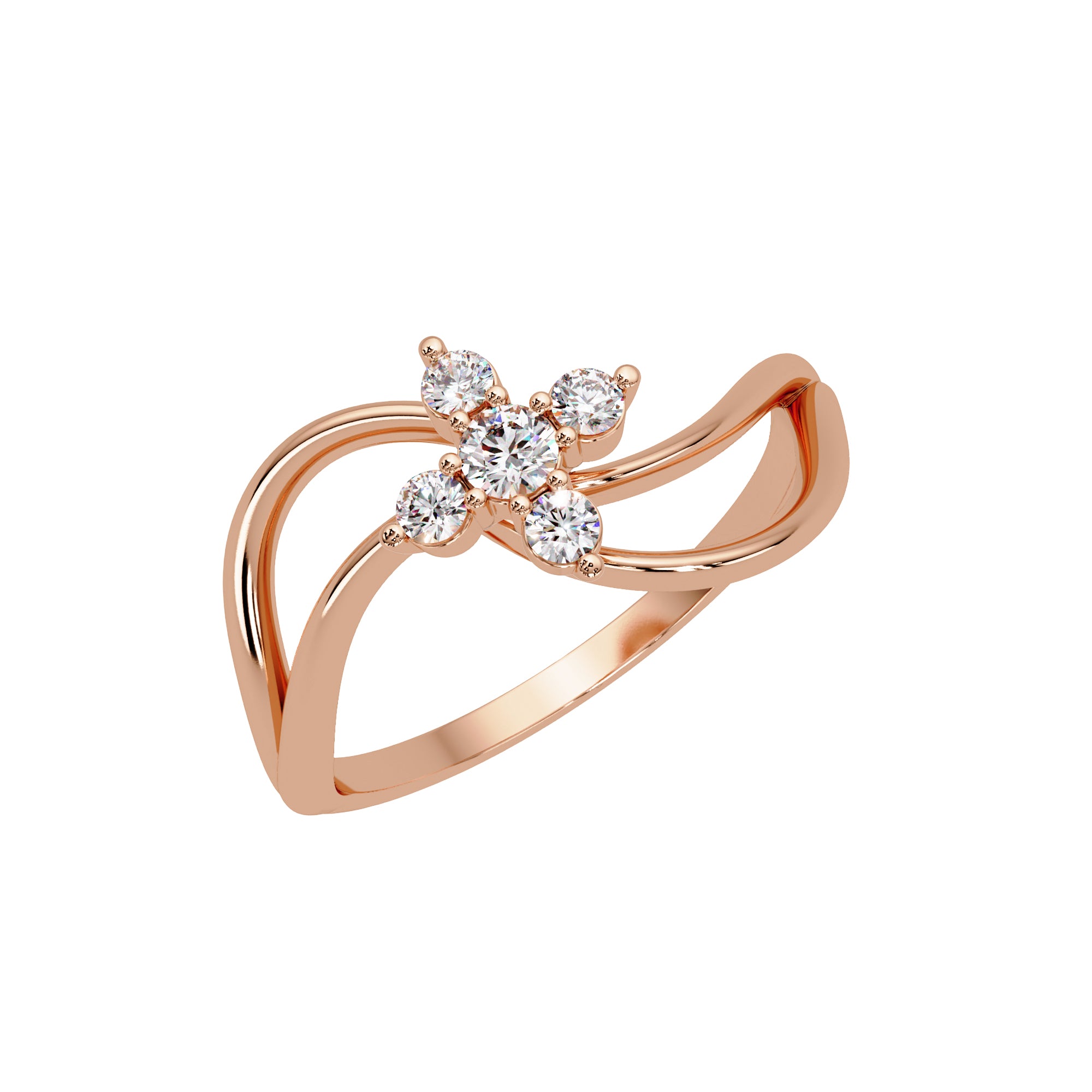 Lab Grown Diamond 0.19 CTW Round Floral Petite Split Band Ring- Sterling Silver