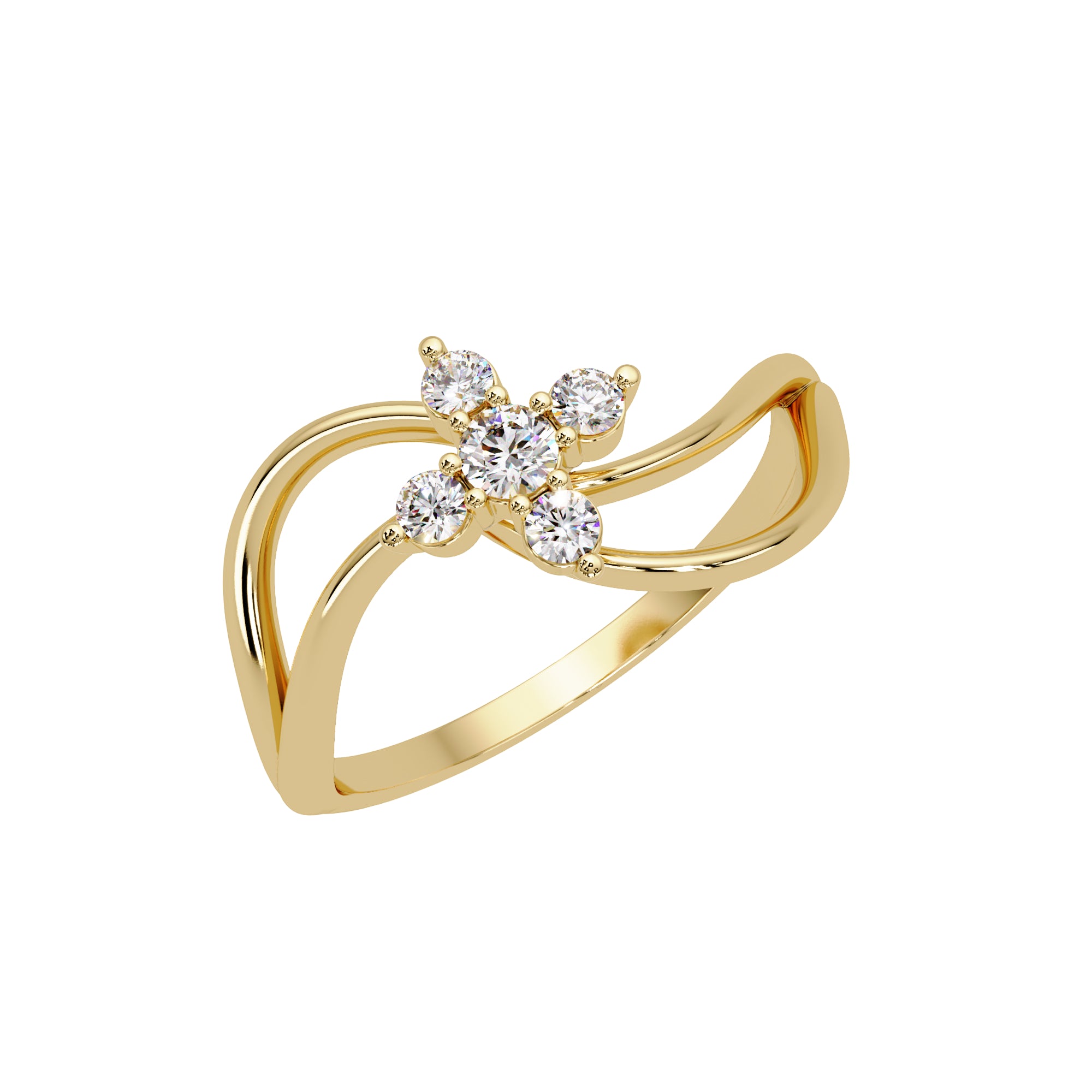 Lab Grown Diamond 0.19 CTW Round Floral Petite Split Band Ring- Sterling Silver