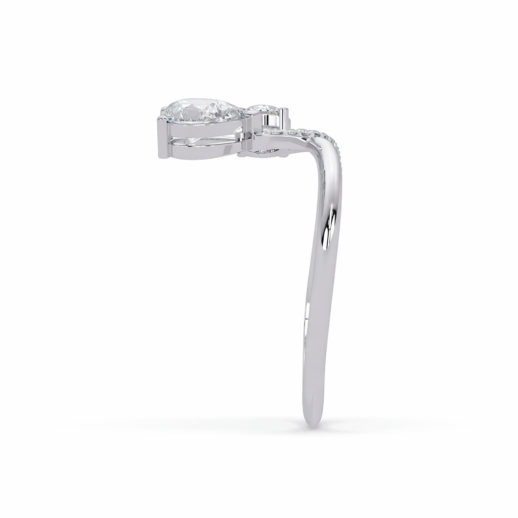 Lab Grown Diamond 0.85 CTW Pear Open Wrap Pavé Design Ring- Sterling Silver