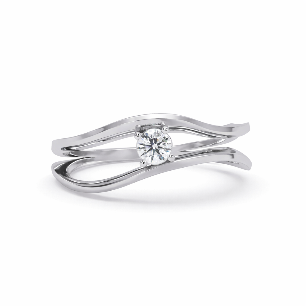 Lab Grown Diamond 0.16 CTW Round Bypass Solitaire Ring- Sterling Silver