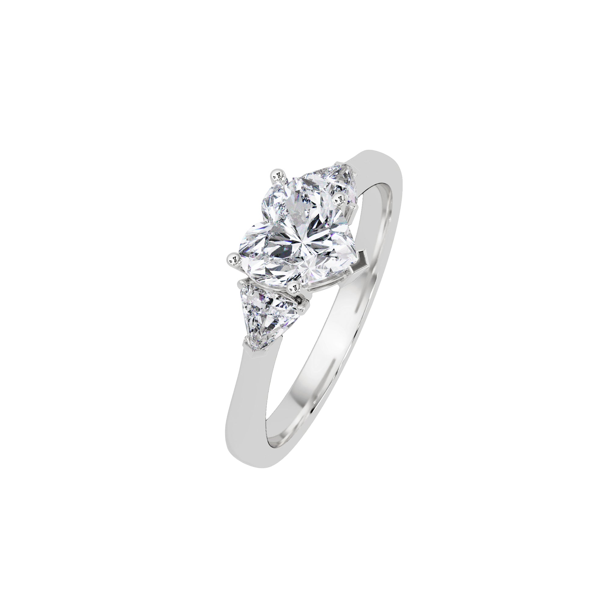 Lab Grown Diamond 1.35 CTW Heart Three Stone Ring- Sterling Silver