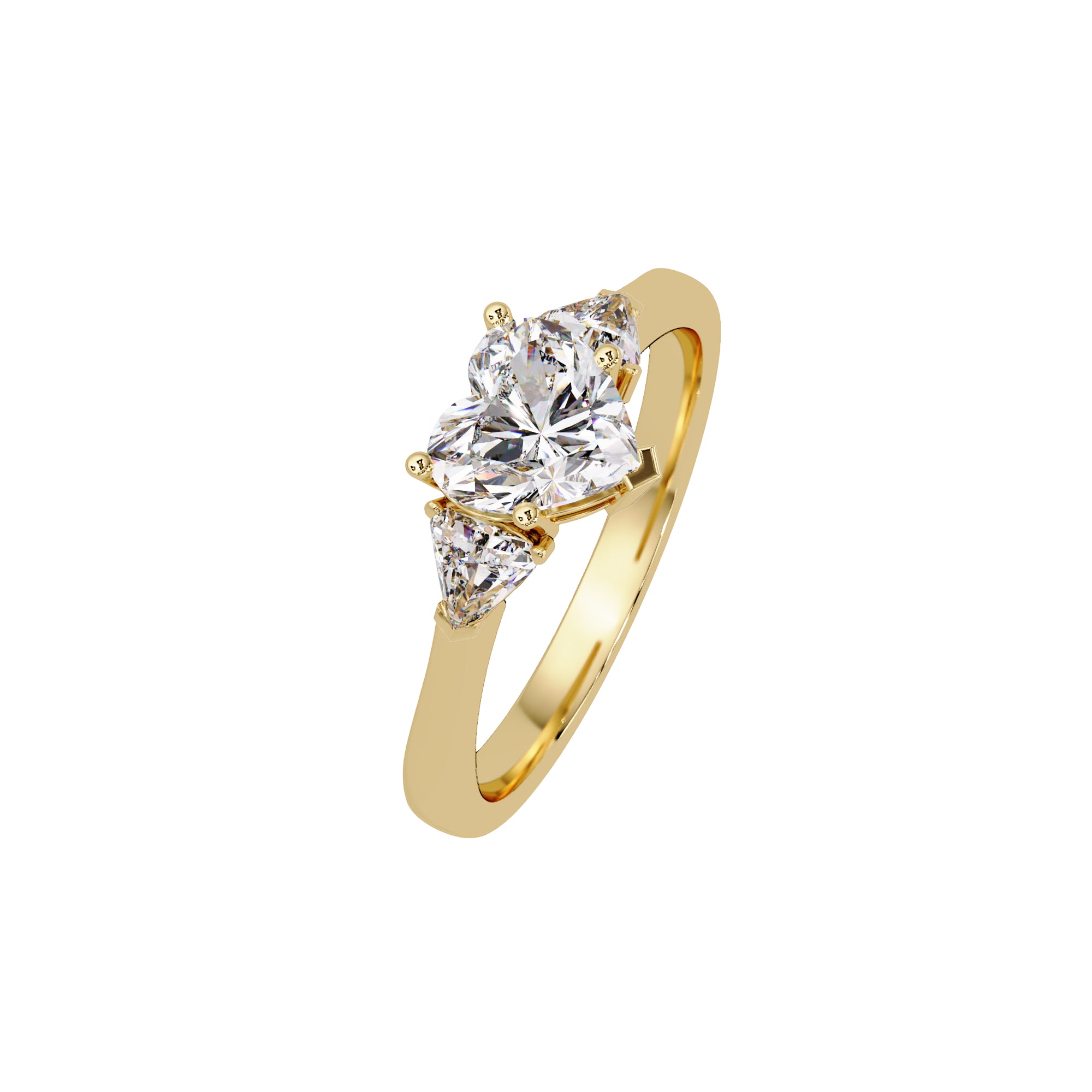 Lab Grown Diamond 1.35 CTW Heart Three Stone Ring- Sterling Silver