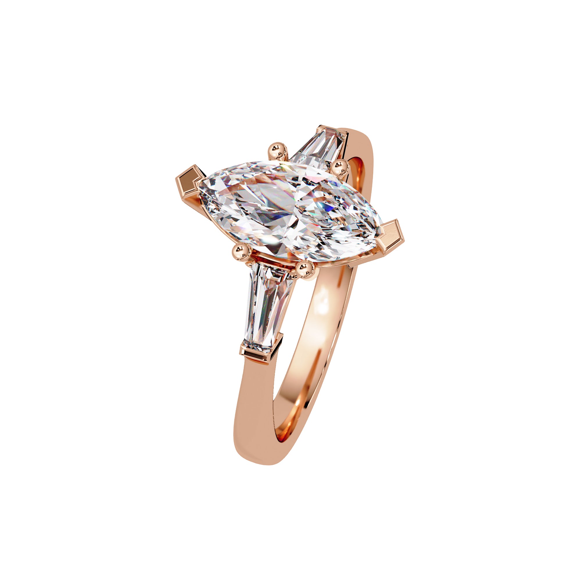 Lab Grown Diamond 1.50 CTW Marquise Three Stone Ring- Sterling Silver