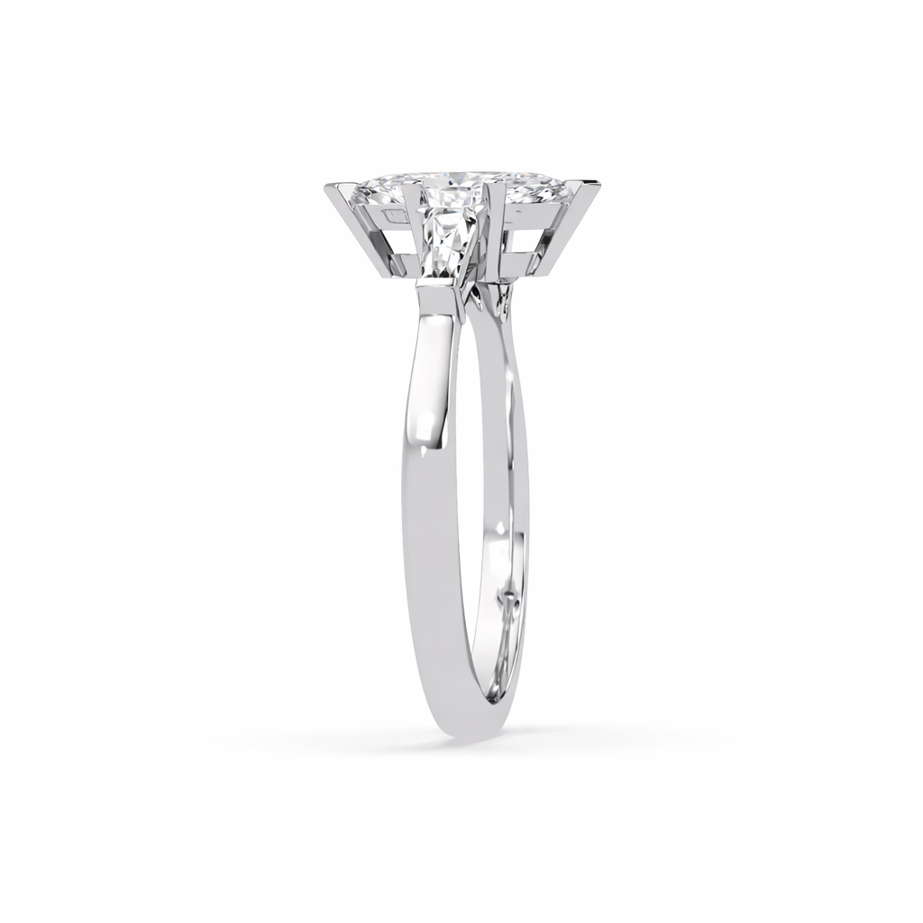 Lab Grown Diamond 1.50 CTW Marquise Three Stone Ring- Sterling Silver