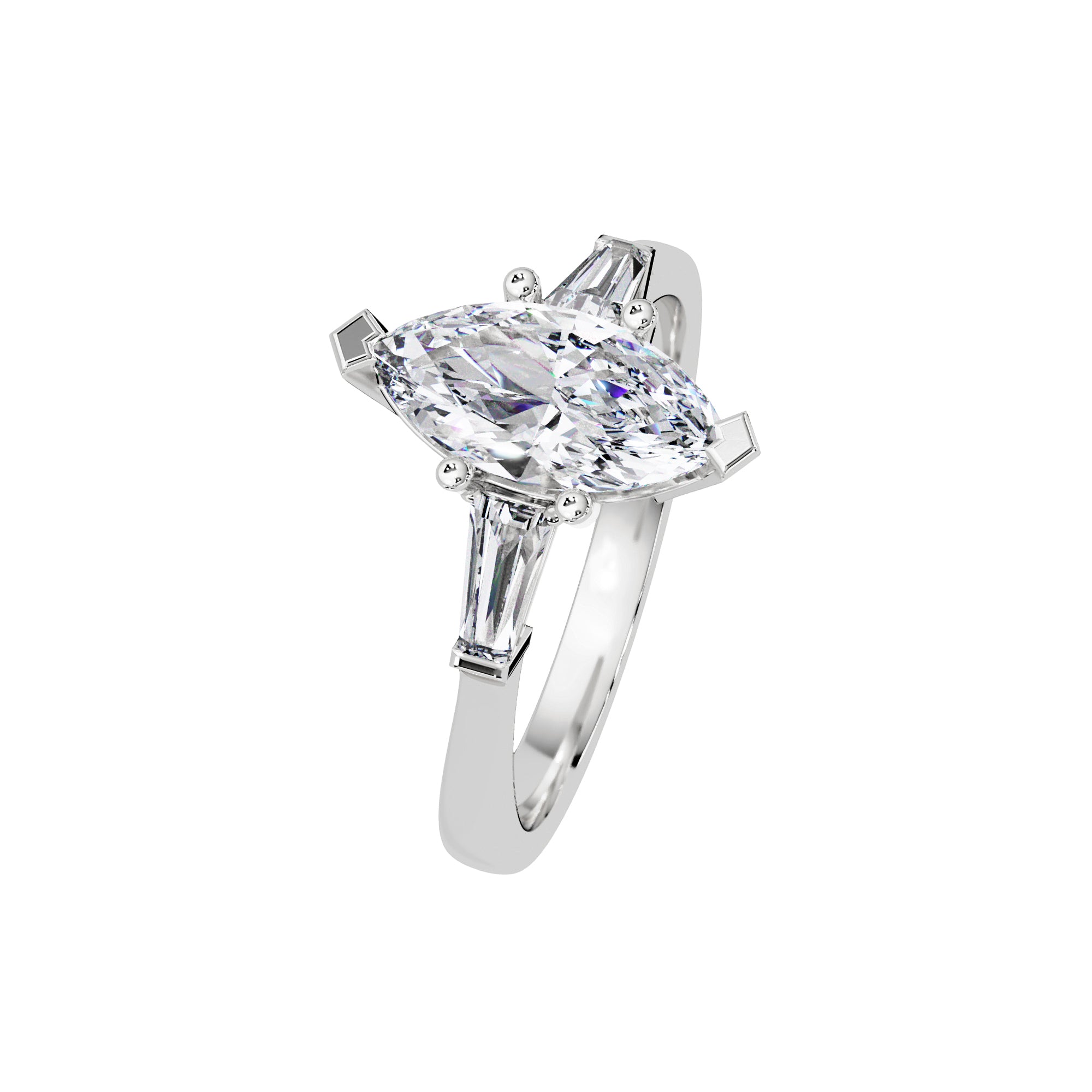 Lab Grown Diamond 1.50 CTW Marquise Three Stone Ring- Sterling Silver