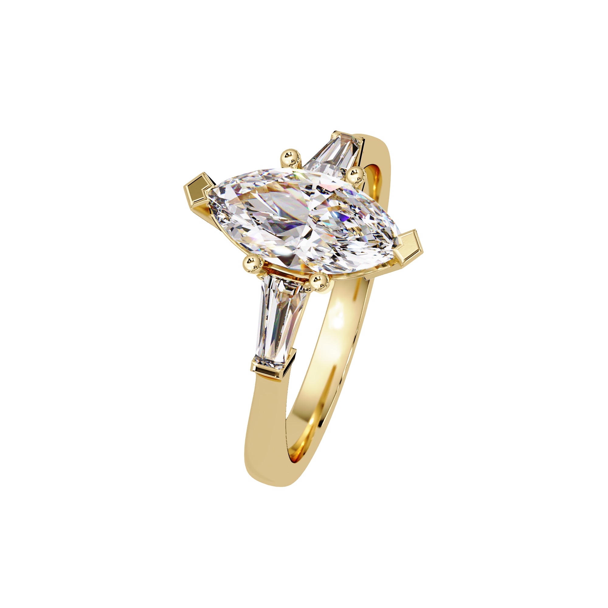 Lab Grown Diamond 1.50 CTW Marquise Three Stone Ring- Sterling Silver