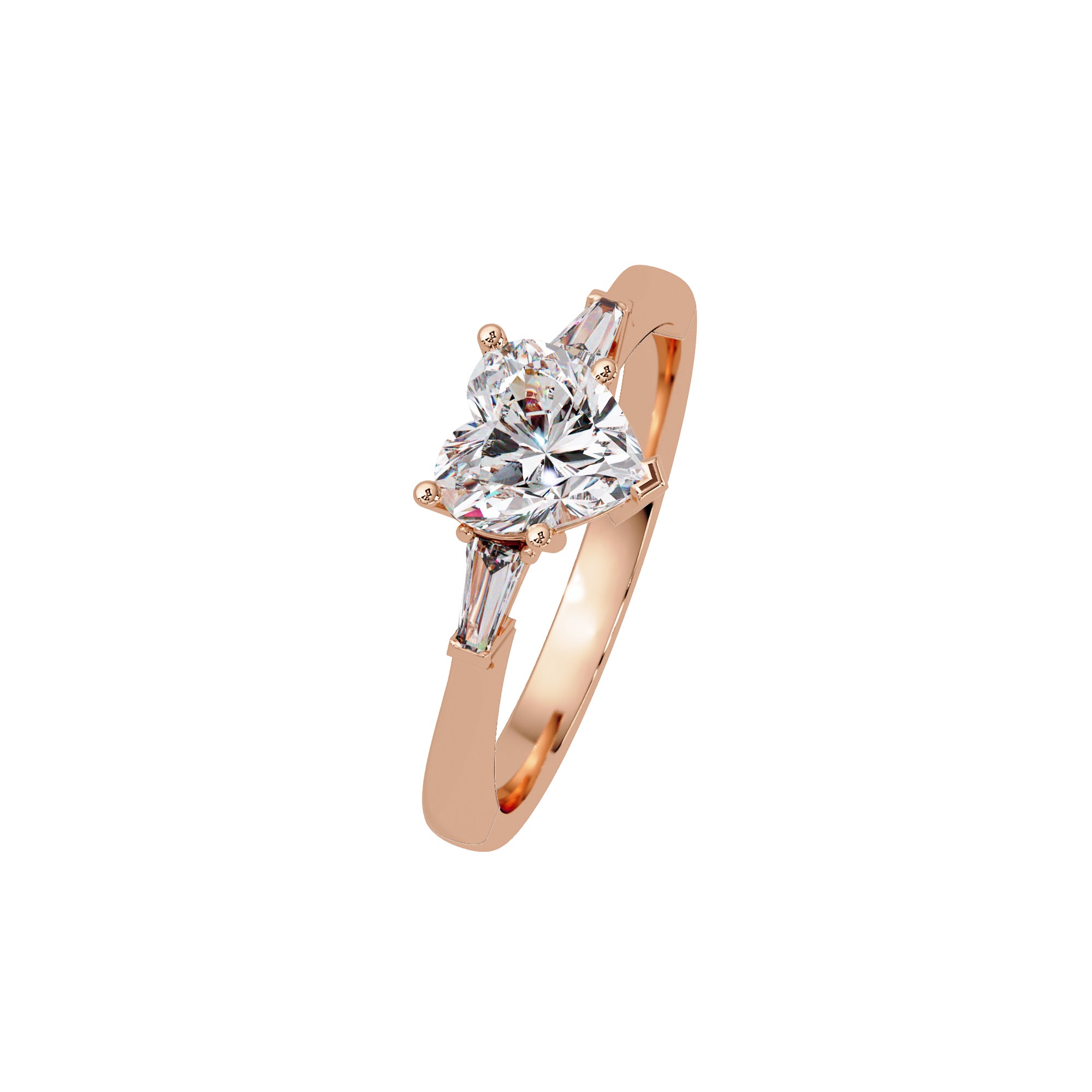 Lab Grown Diamond 1.20 CTW Heart Three Stone Ring- Sterling Silver