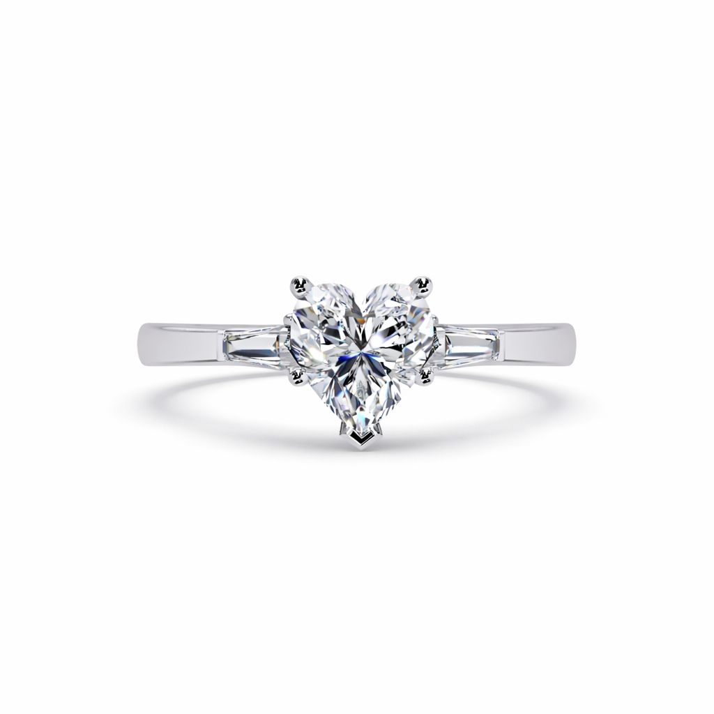 Lab Grown Diamond 1.20 CTW Heart Three Stone Ring- Sterling Silver
