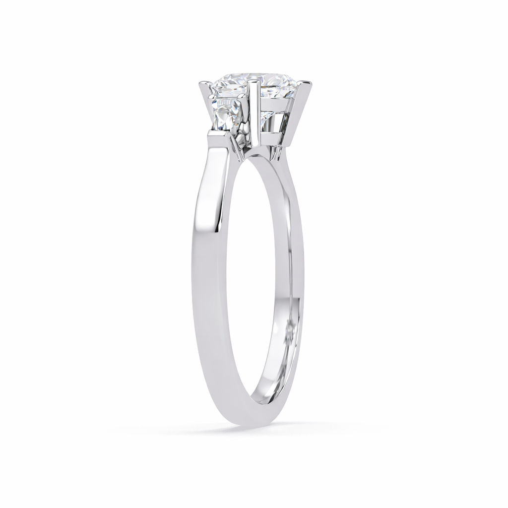 Lab Grown Diamond 1.20 CTW Heart Three Stone Ring- Sterling Silver