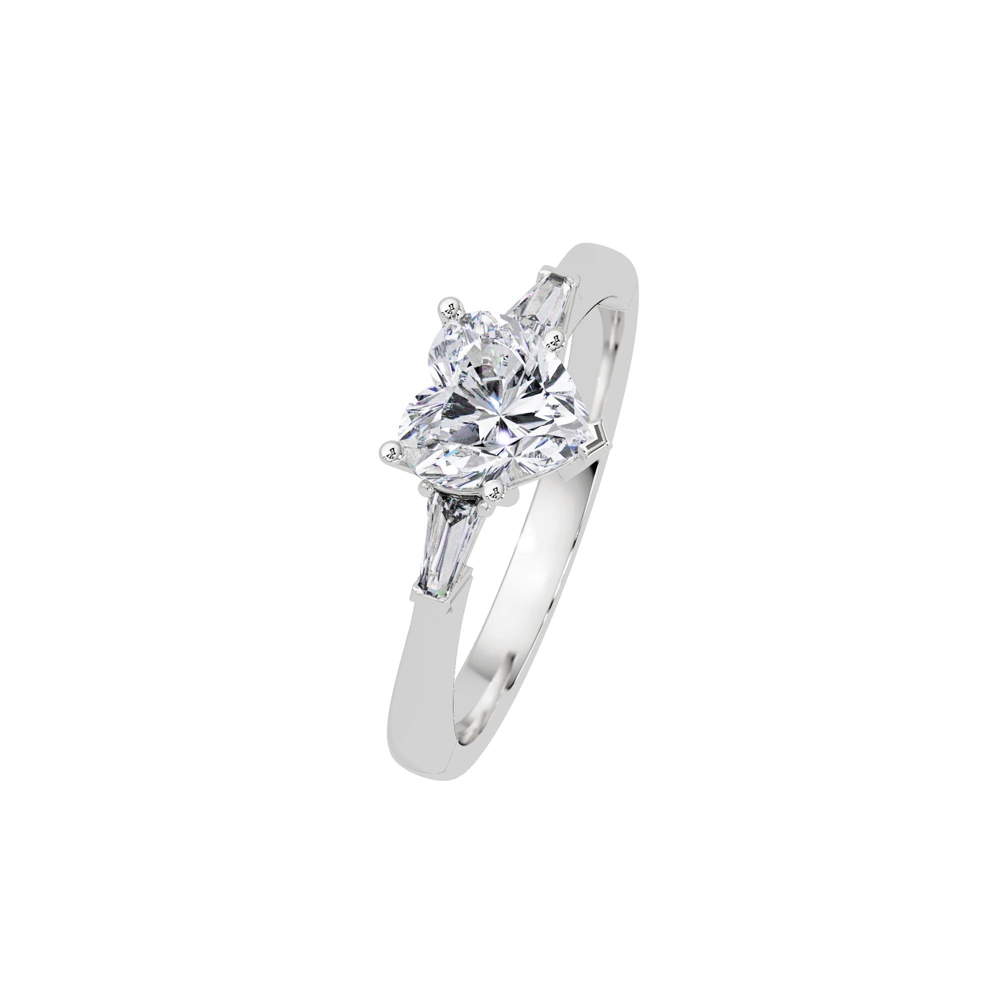 Lab Grown Diamond 1.20 CTW Heart Three Stone Ring- Sterling Silver