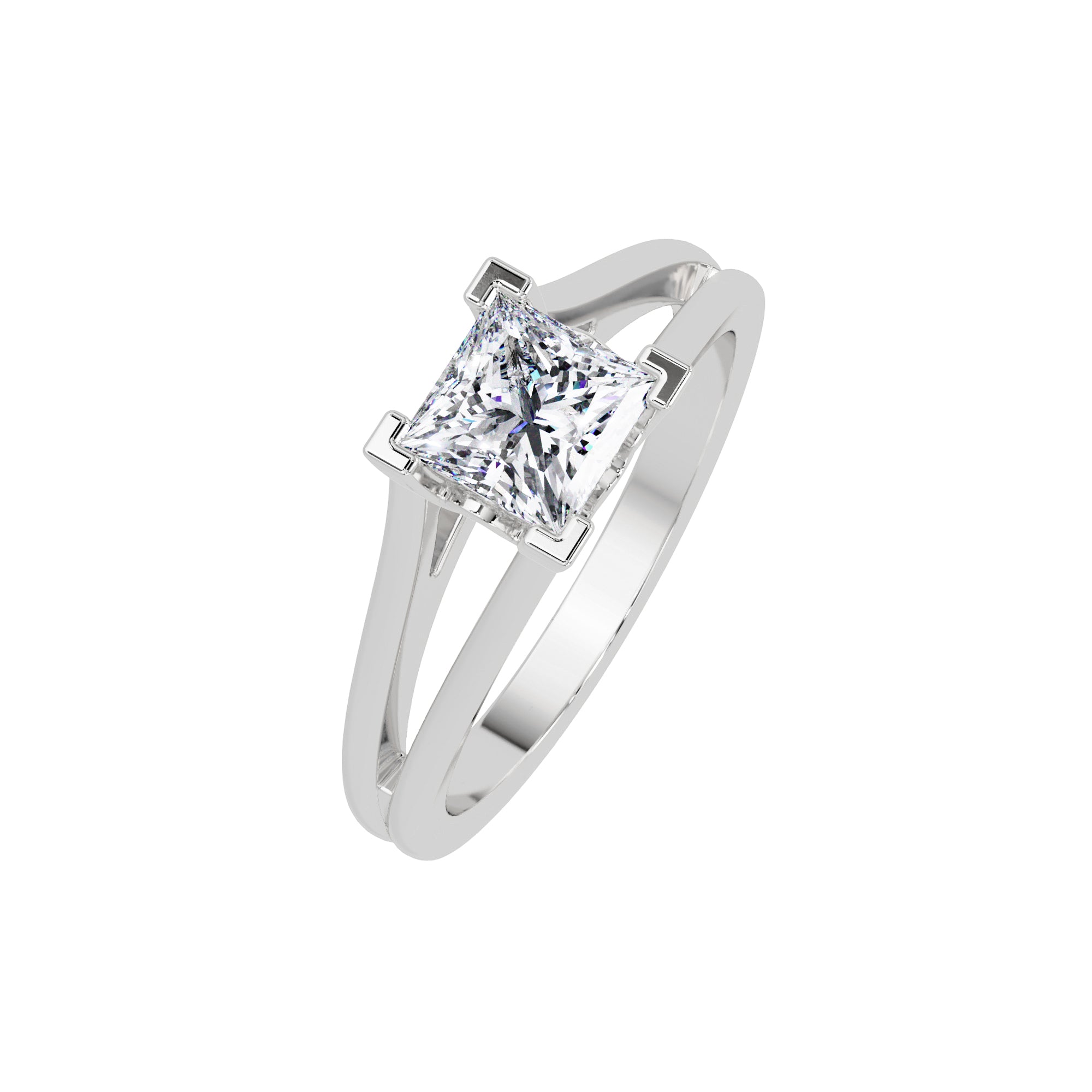 Lab Grown Diamond 1.00 CTW Square Minimalist Solitaire Ring- Sterling Silver