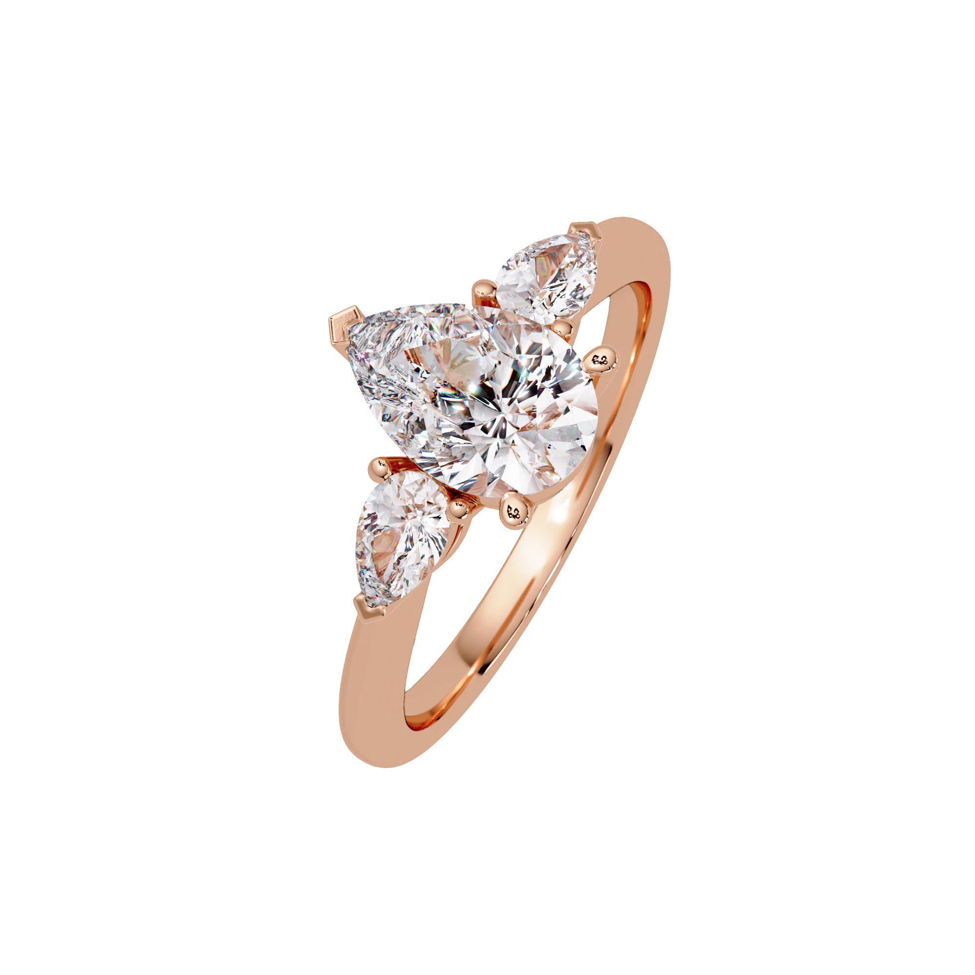 Lab Grown Diamond 1.60 CTW Pear Three Stone Ring- Sterling Silver