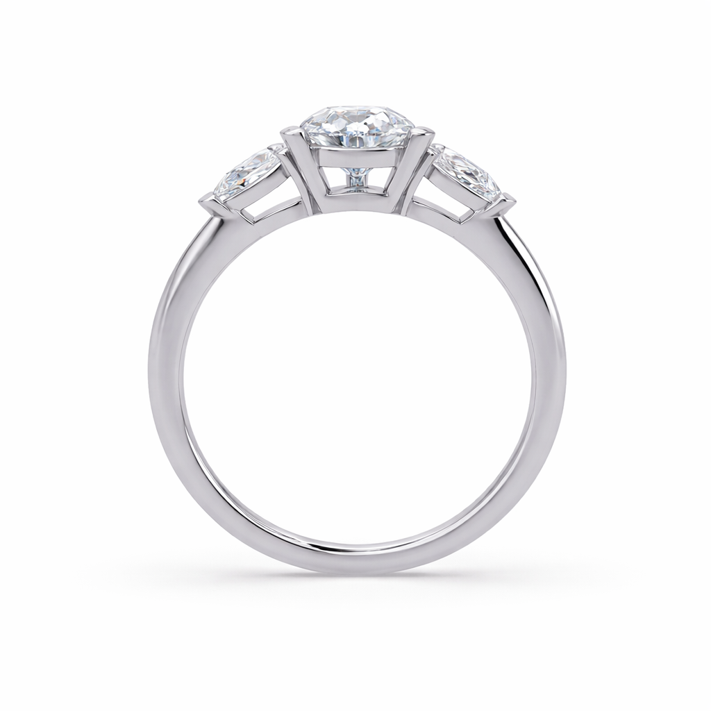 Lab Grown Diamond 1.60 CTW Pear Three Stone Ring- Sterling Silver