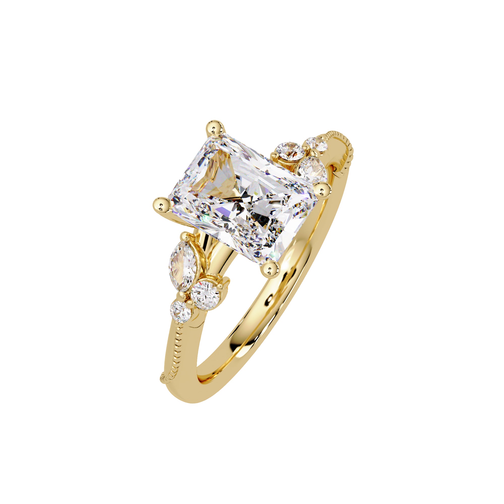 Lab Grown Diamond 2.35 CTW Solitaire With Floral Accent Ring- Sterling Silver