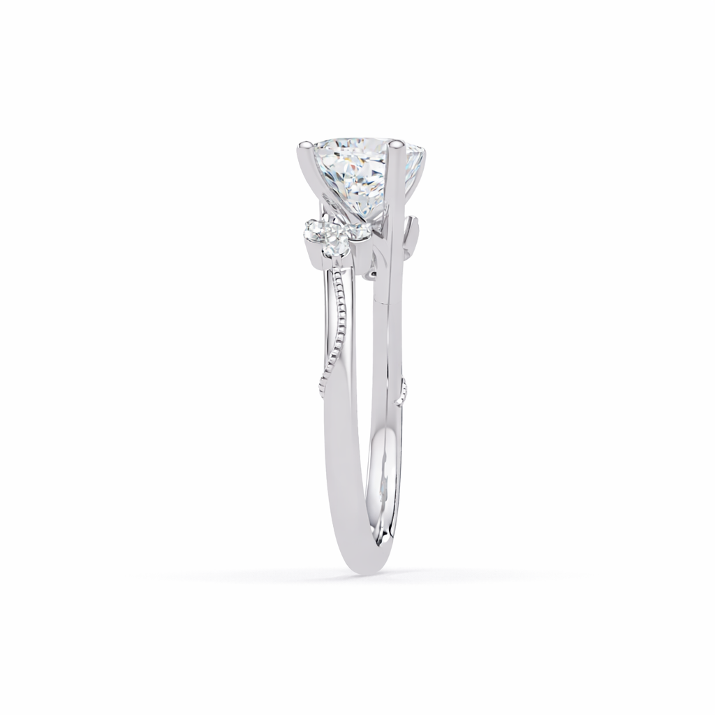 Lab Grown Diamond 2.15 CTW Octagon Solitaire With Floral Accent Ring- Sterling Silver