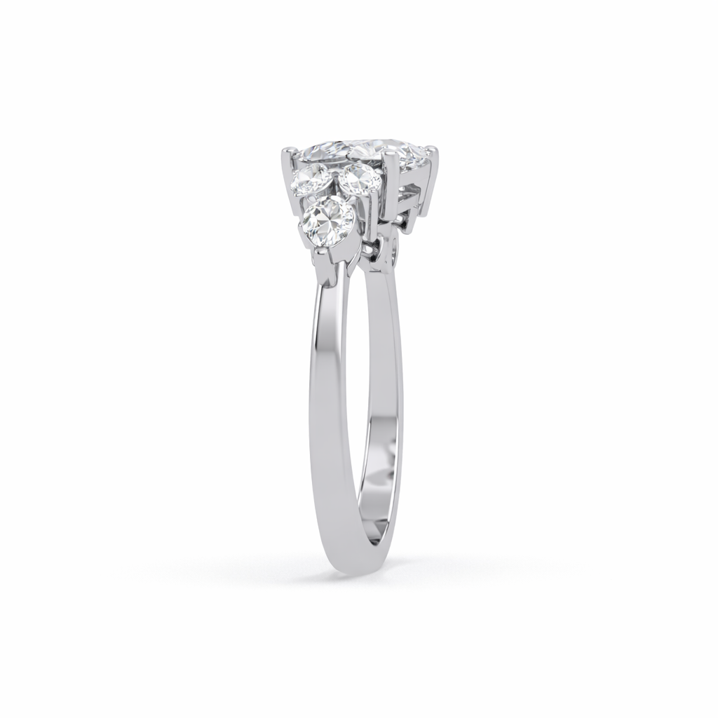 Lab Grown Diamond 1.35 CTW Pear Cluster Floral Ring- Sterling Silver