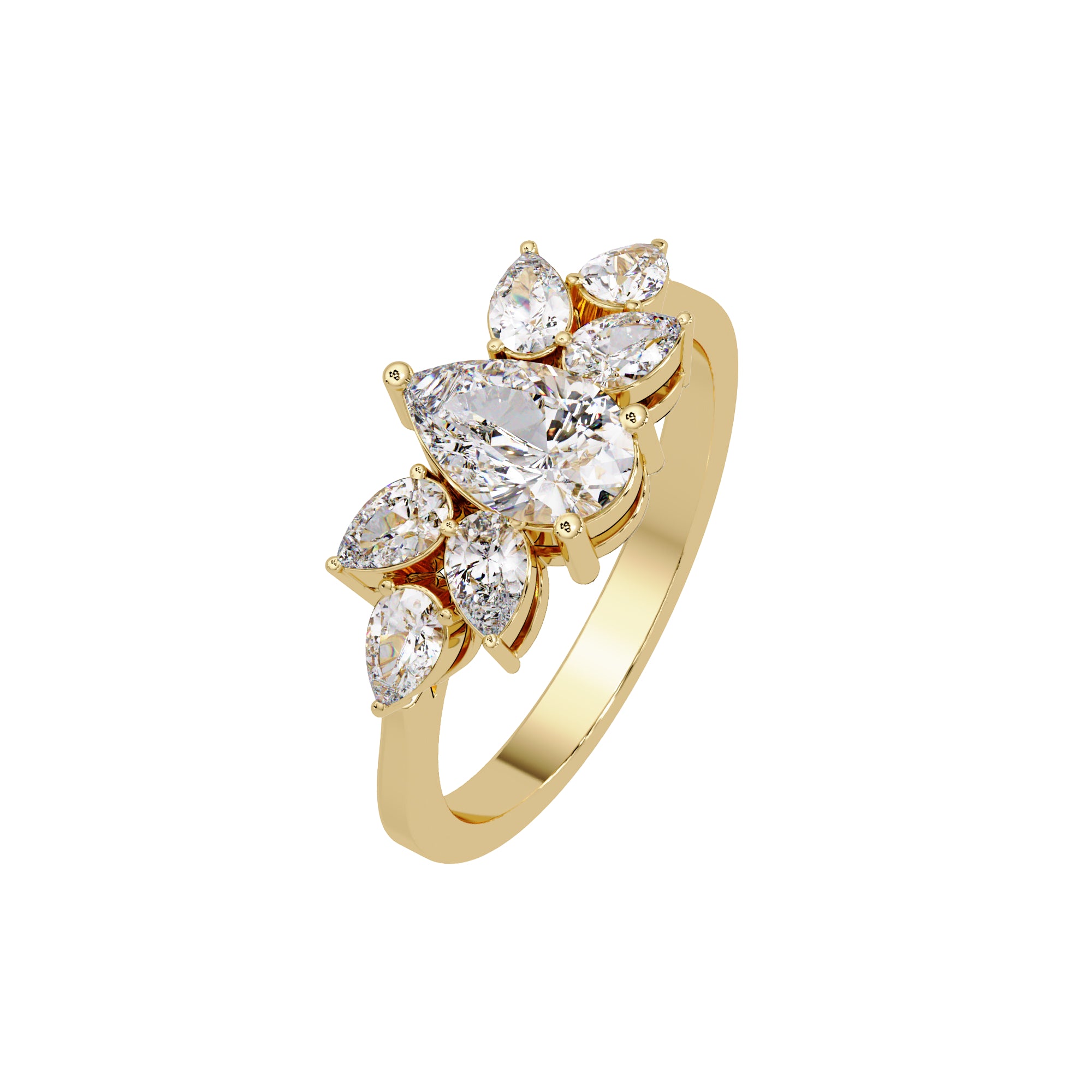 Lab Grown Diamond 1.35 CTW Pear Cluster Floral Ring- Sterling Silver