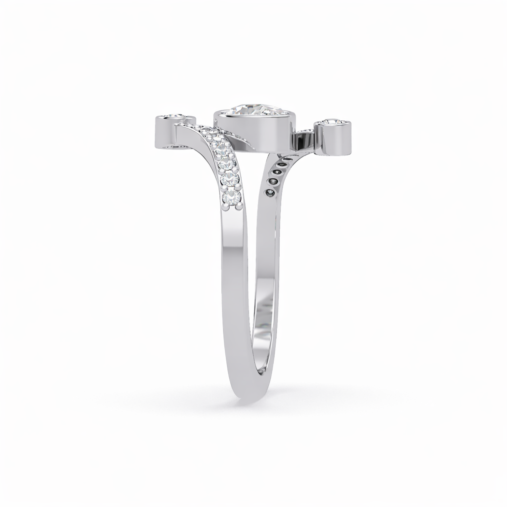 Lab Grown Diamond 0.80 CTW Pear Wrap Bypass Ring- Sterling Silver