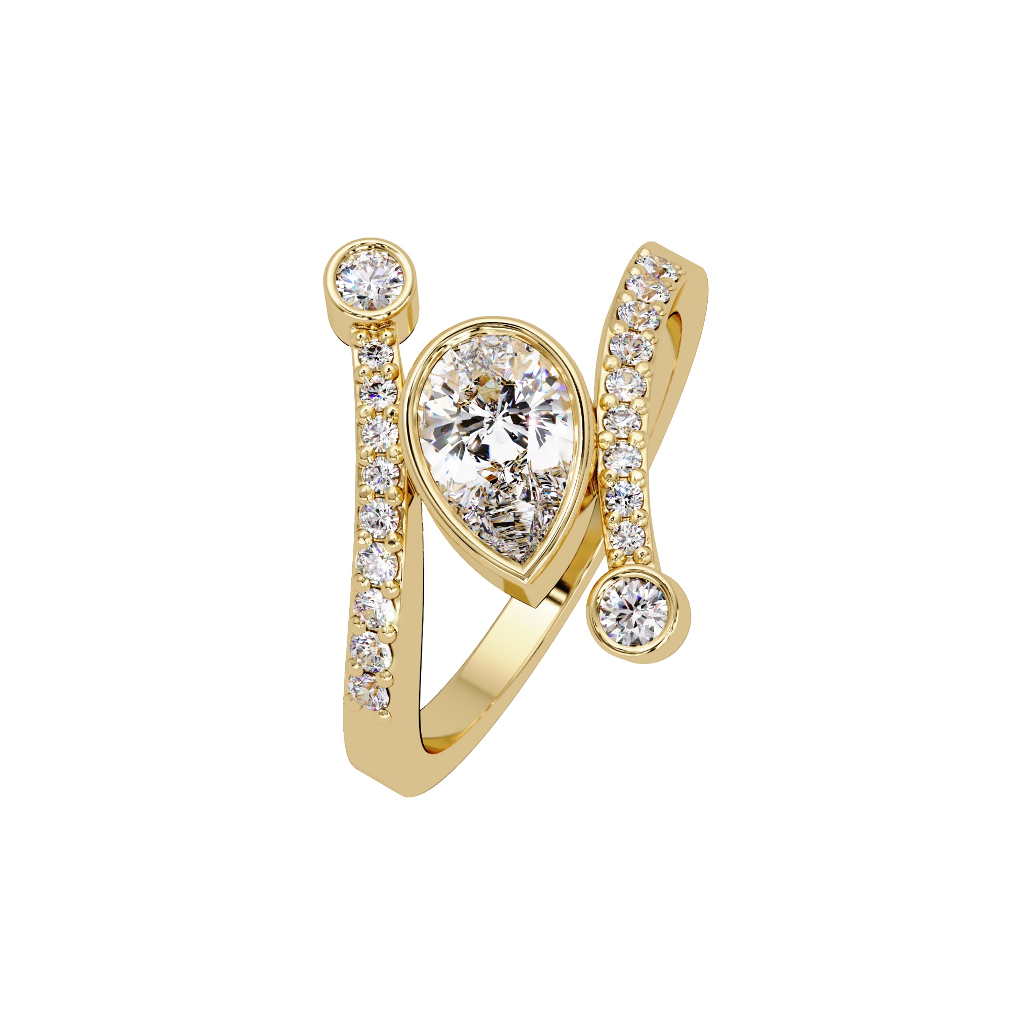 Lab Grown Diamond 0.80 CTW Pear Wrap Bypass Ring- Sterling Silver