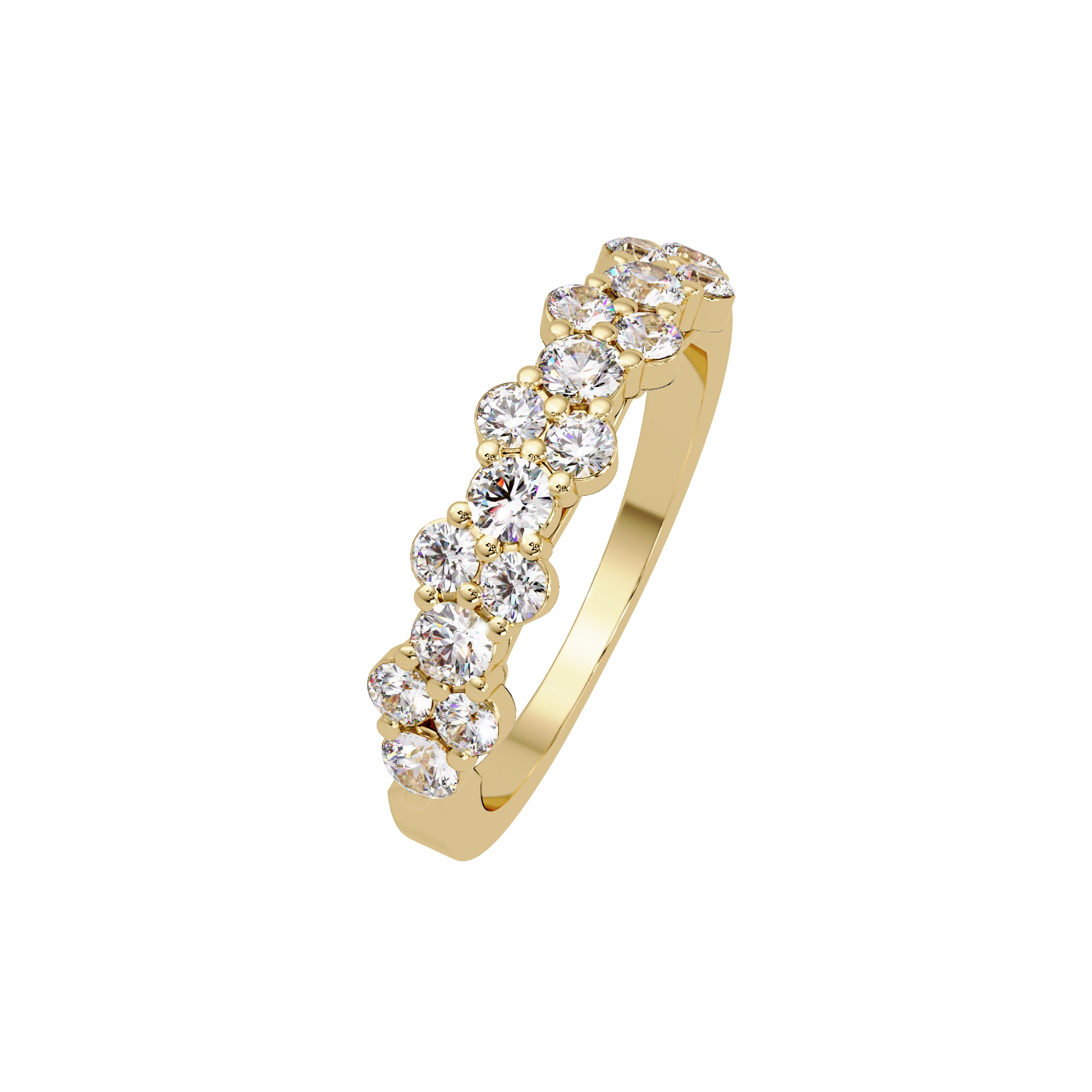 Lab Grown Diamond 0.85 CTW Round Graduated Stone Design Ring- Sterling Silver