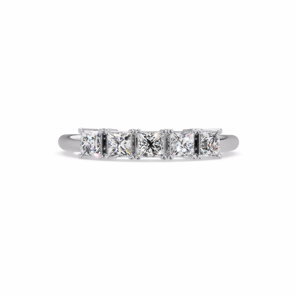 Lab Grown Diamond 0.65 CTW Square Classic Five-Stone Ring- Sterling Silver