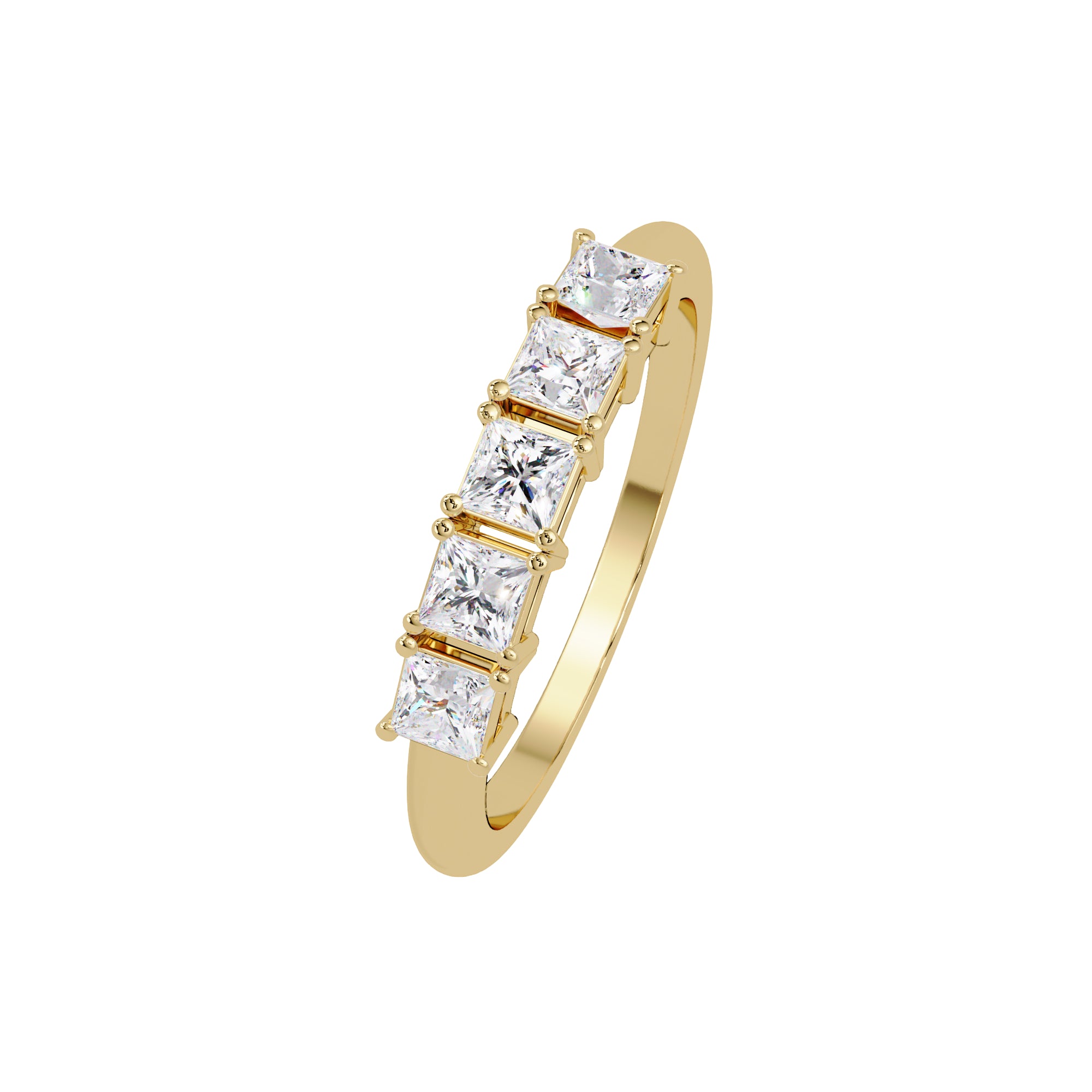 Lab Grown Diamond 0.65 CTW Square Classic Five-Stone Ring- Sterling Silver