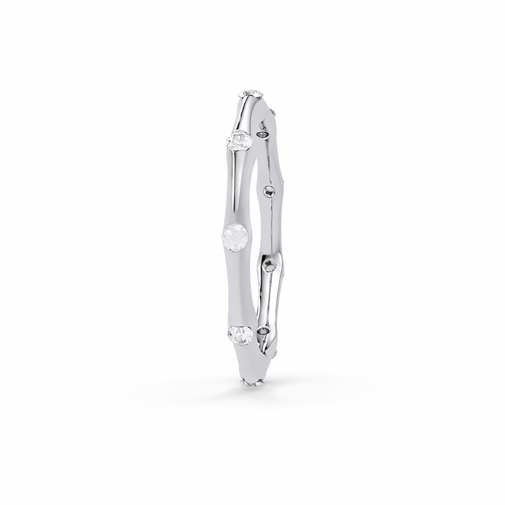 Lab Grown Diamond 0.27 CTW Round Bubble Band Design Ring- Sterling Silver
