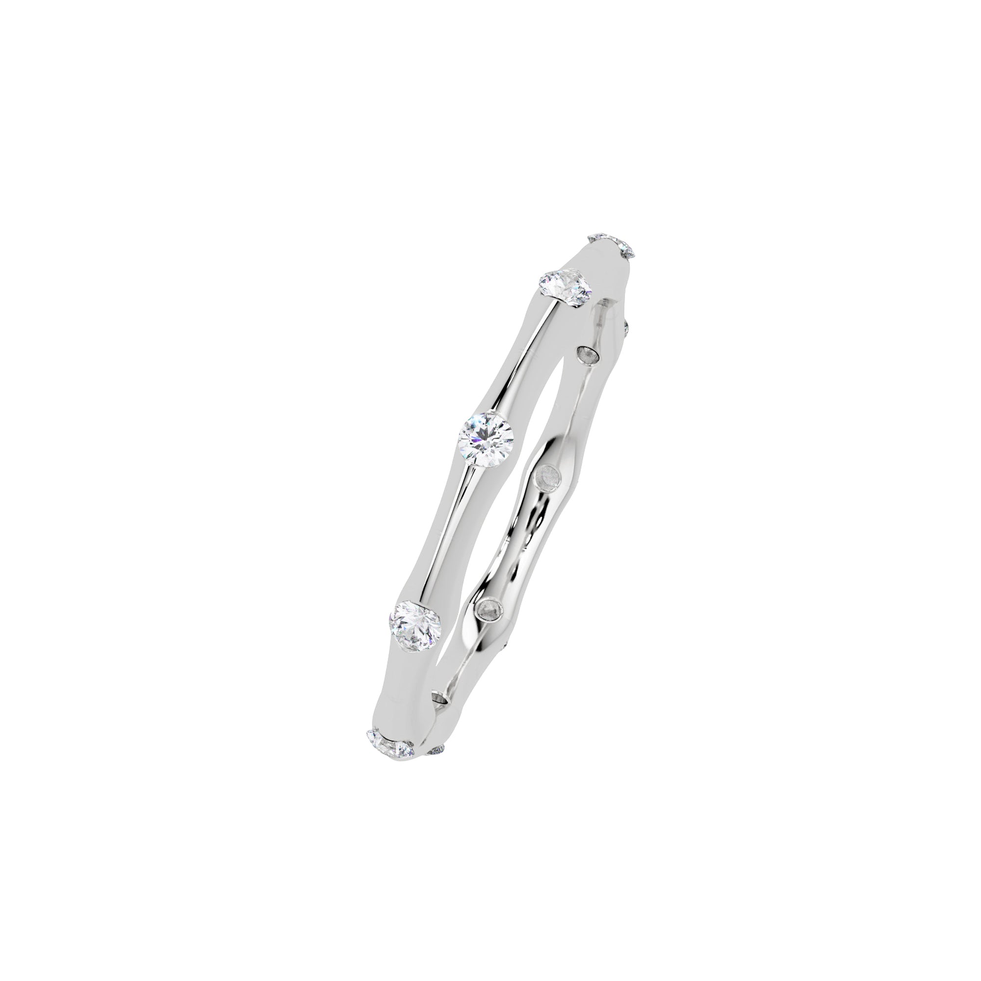 Lab Grown Diamond 0.27 CTW Round Bubble Band Design Ring- Sterling Silver