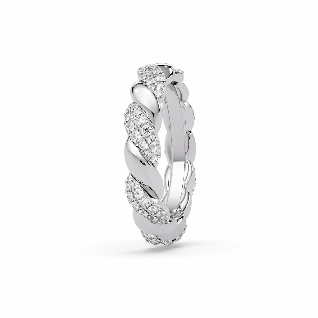 Lab Grown Diamond 0.55 CTW Round Braided Pavé Band Ring- Sterling Silver