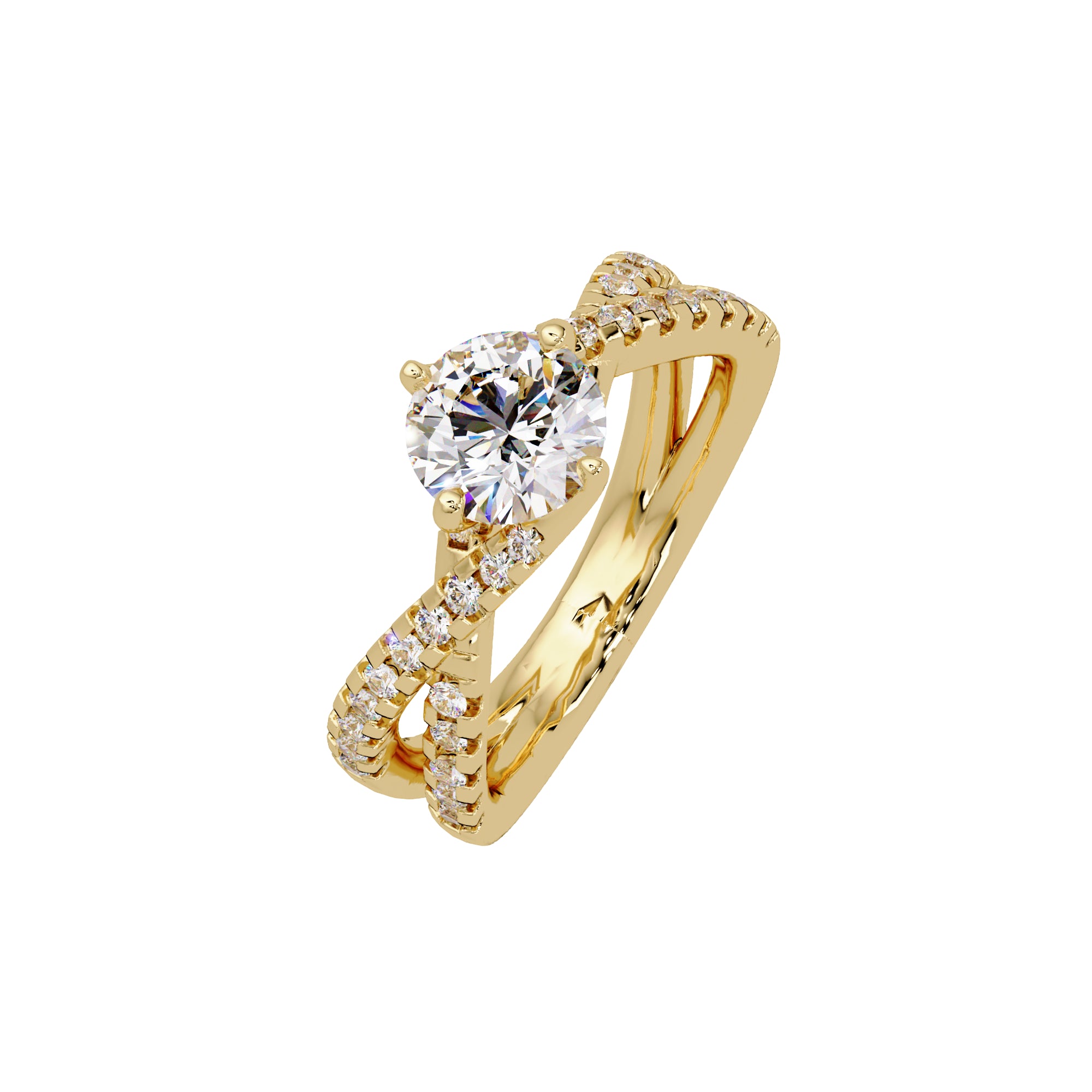 Lab Grown Diamond 1.35 CTW Round Solitaire Crisscross Ring- Sterling Silver