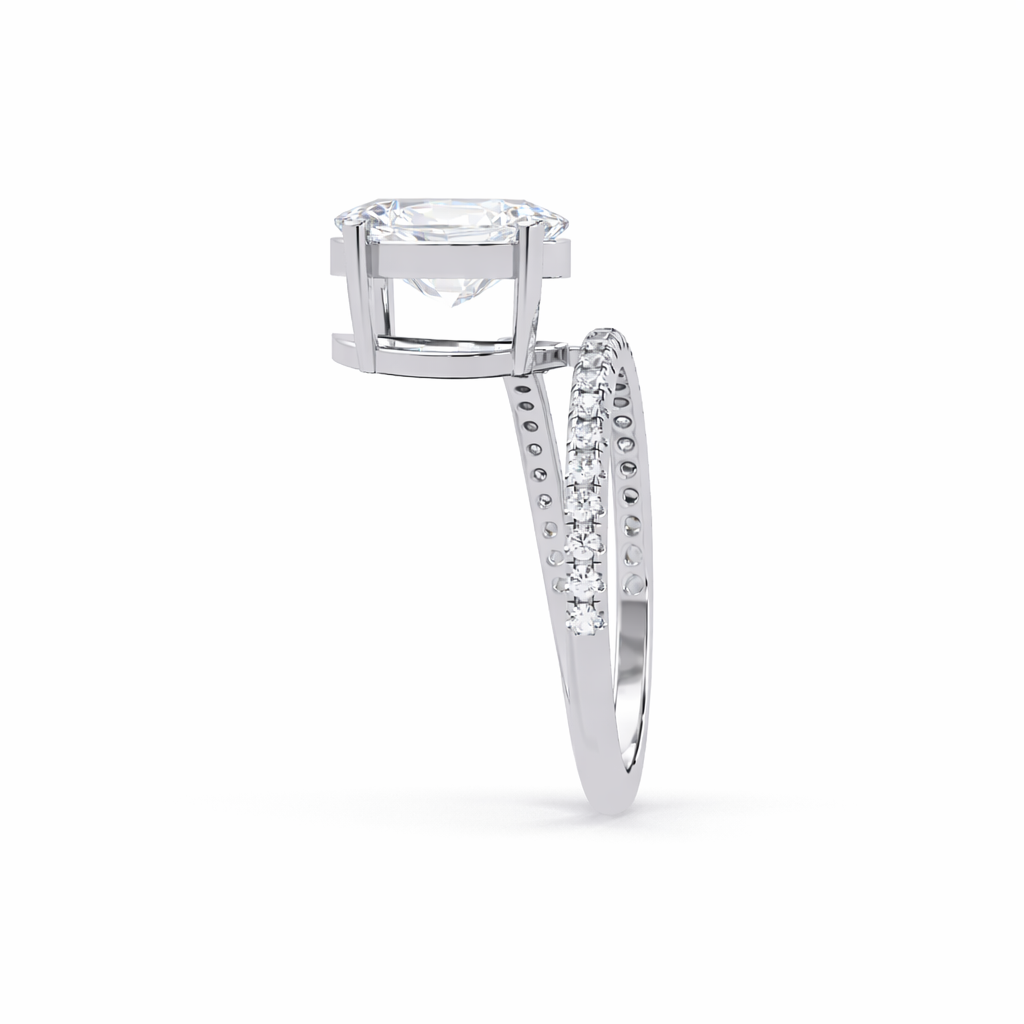 Lab Grown Diamond 3.50 CTW Pear Spiral Bypass Ring- Sterling Silver