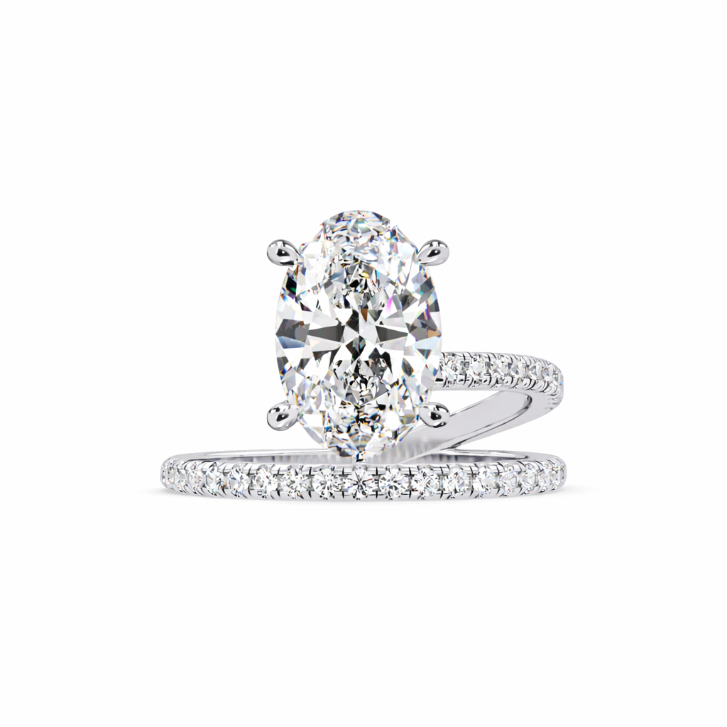 Lab Grown Diamond 3.30 CTW Oval Spiral Bypass Ring- Sterling Silver