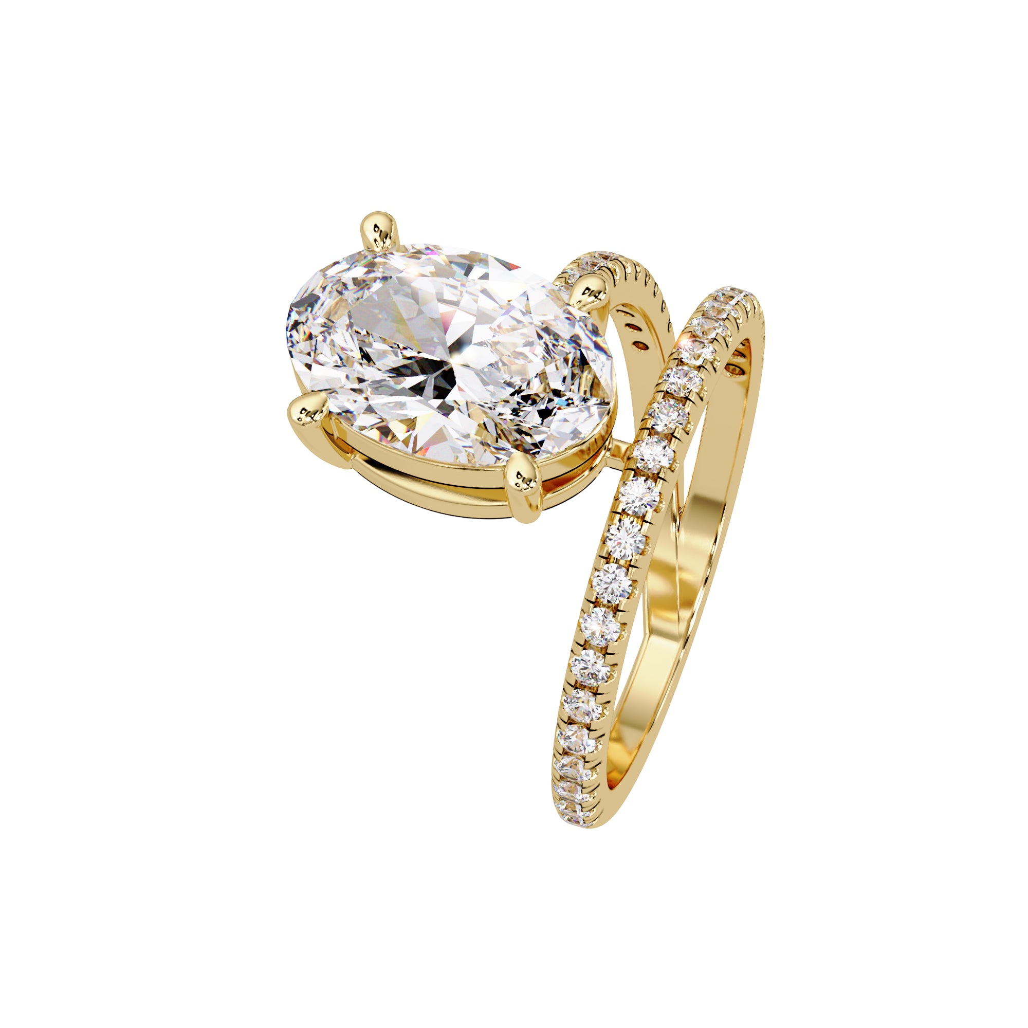 Lab Grown Diamond 3.30 CTW Oval Spiral Bypass Ring- Sterling Silver