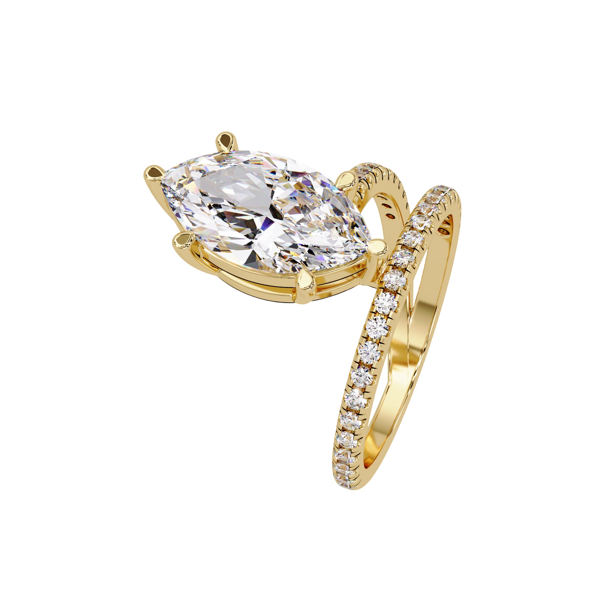 Lab Grown Diamond 3.00 CTW Marquise Spiral Bypass Ring- Sterling Silver