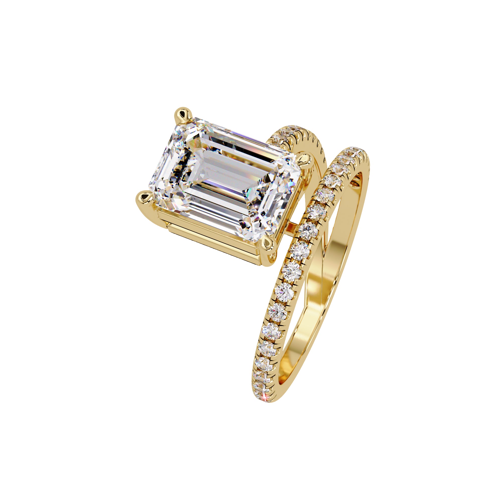 Lab Grown Diamond 3.25 CTW Octagon Cut Spiral Bypass Ring- Sterling Silver