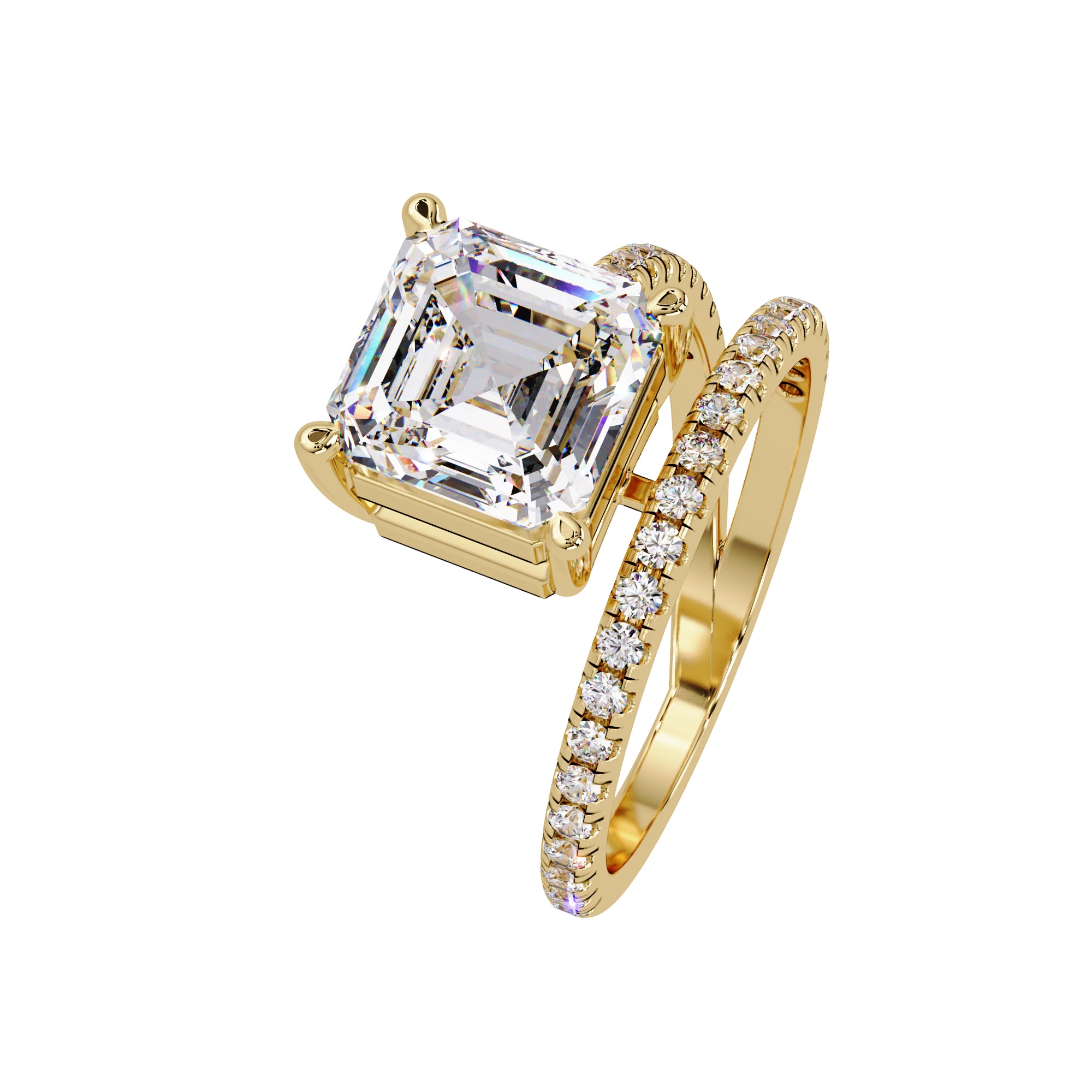 Lab Grown Diamond 3.25 CTW Octagon Cut Spiral Bypass Ring- Sterling Silver