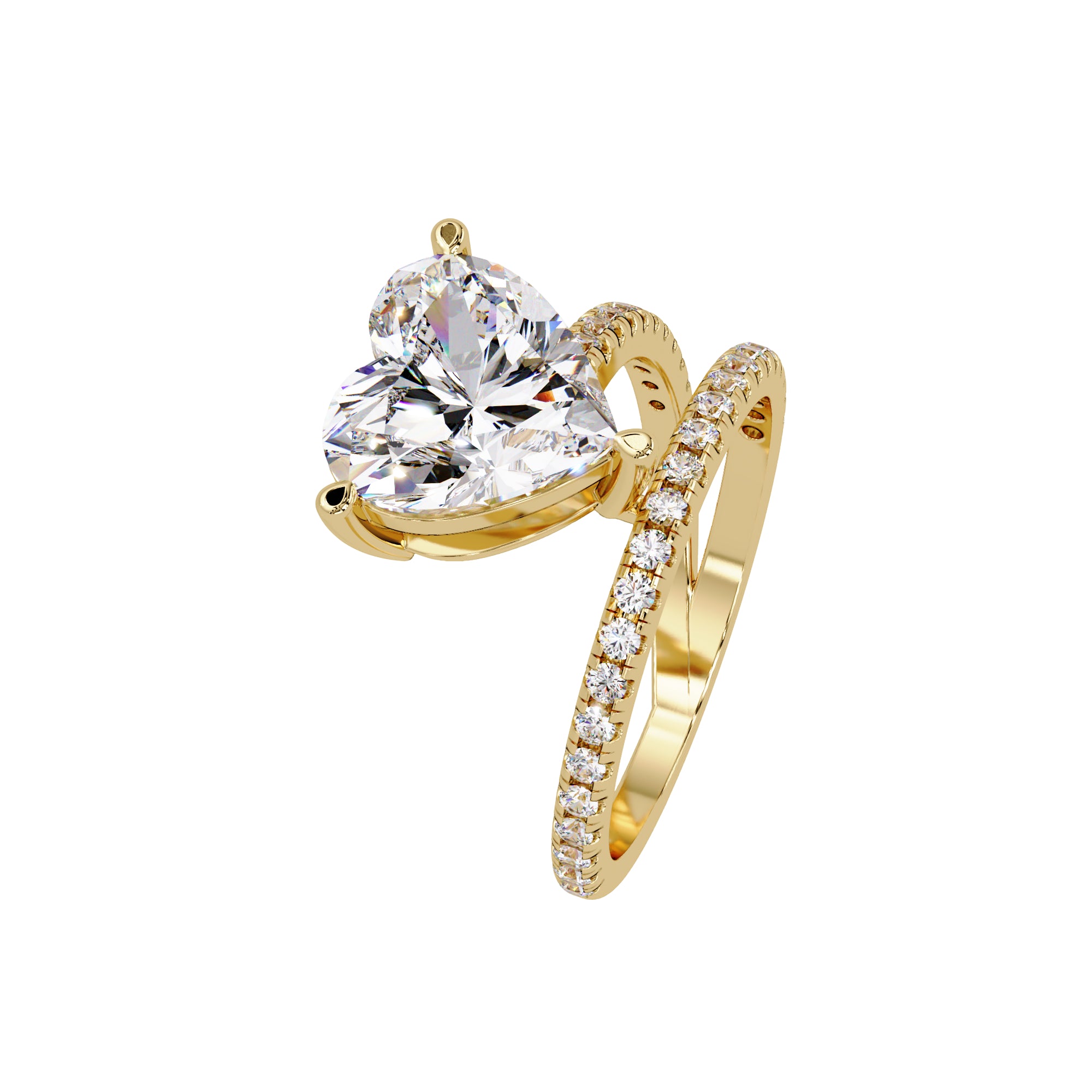 Lab Grown Diamond 3.50 CTW Heart Spiral Bypass Ring- Sterling Silver