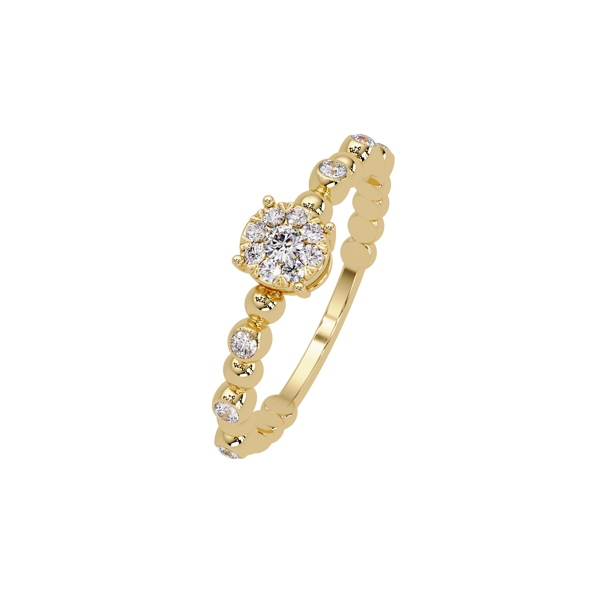 Lab Grown Diamond 0.21 CTW Round Beaded Accent Band Ring- Sterling Silver