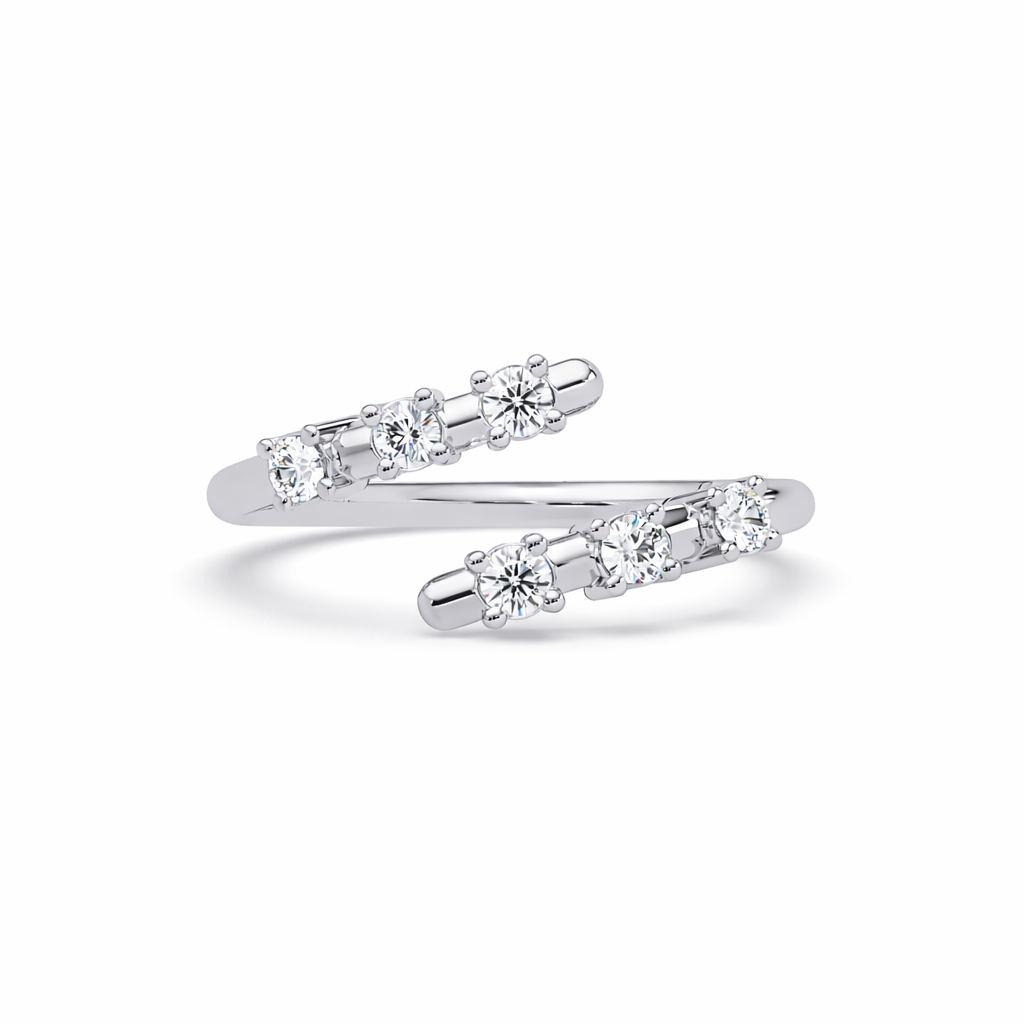 Lab Grown Diamond 0.20 CTW Round Open Band Ring- Sterling Silver