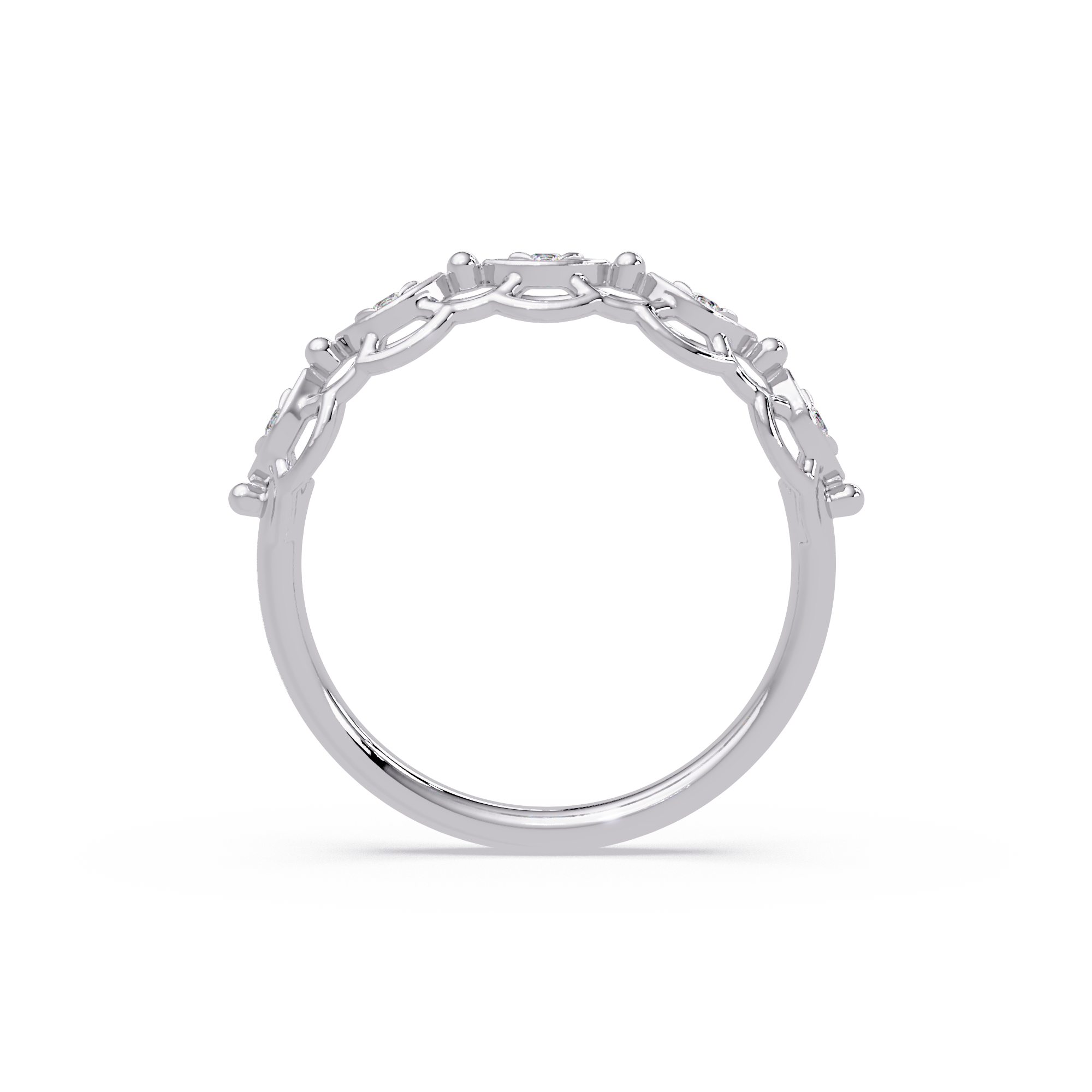 Lab Grown Diamond 0.08 CTW Round Vintage Eye Motif Band Ring- Sterling Silver