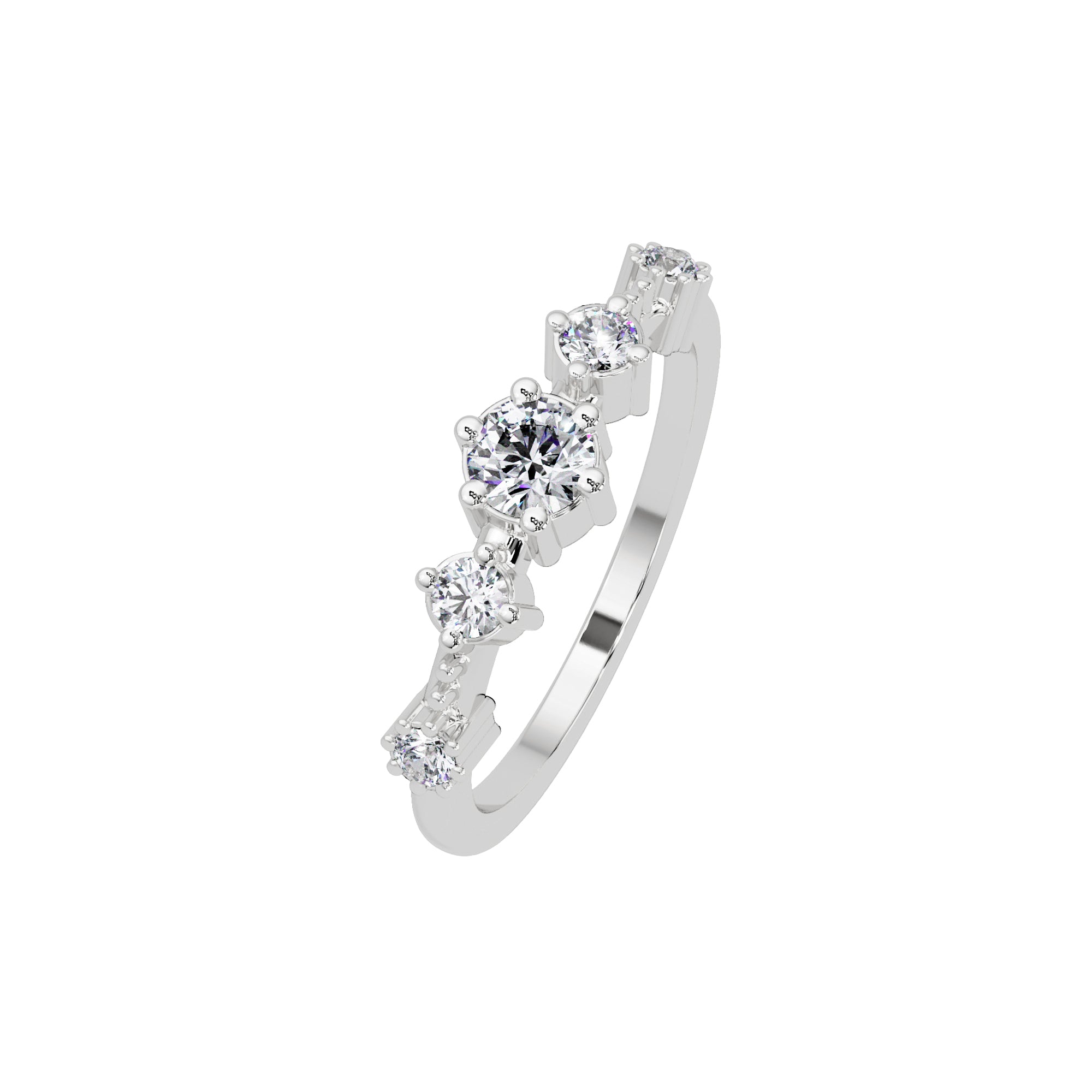 Lab Grown Diamond 0.45 CTW Round Three-Stone Curve Ring- Sterling Silver