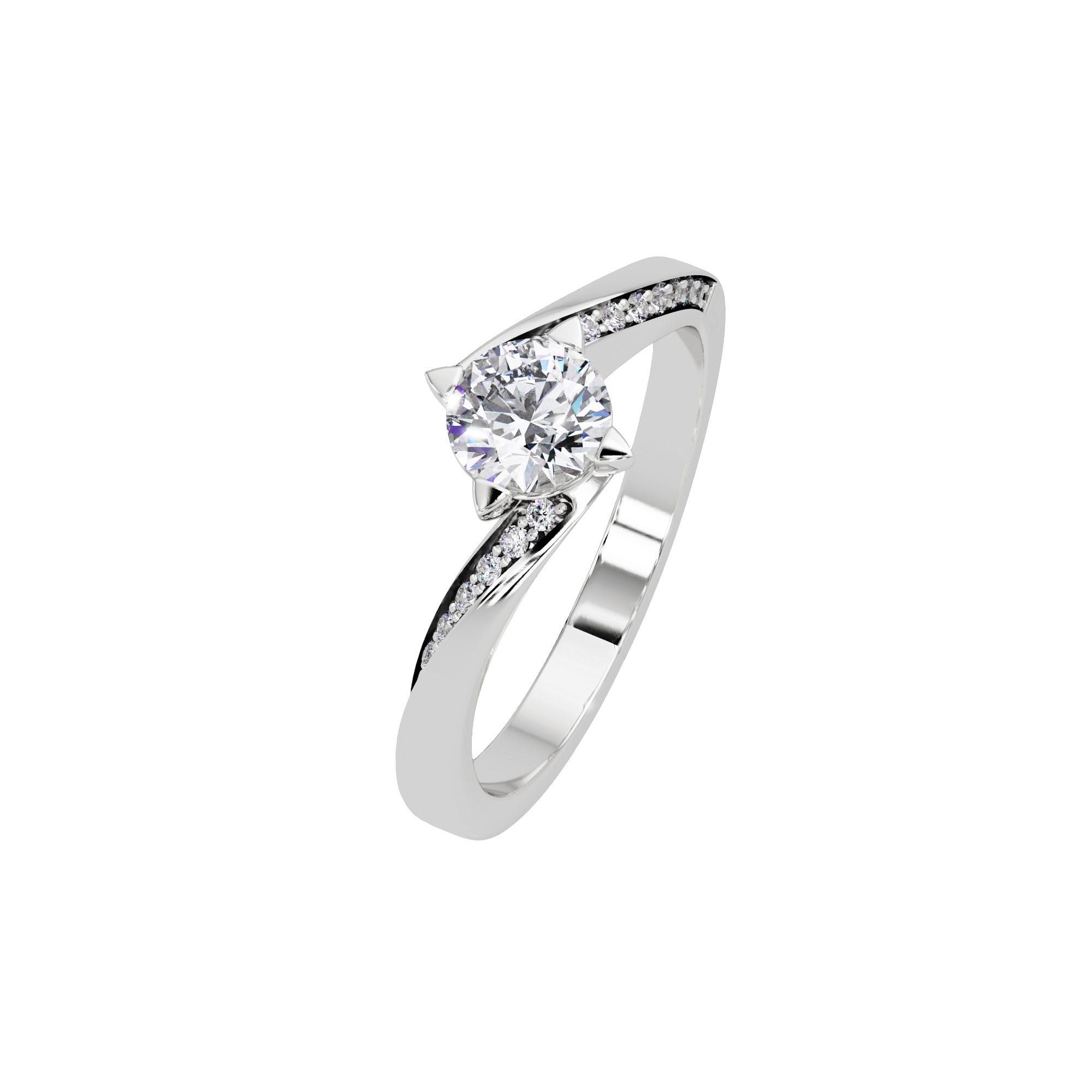 Lab Grown Diamond 0.55 CTW Twisted Pavé Solitaire Ring- Sterling Silver