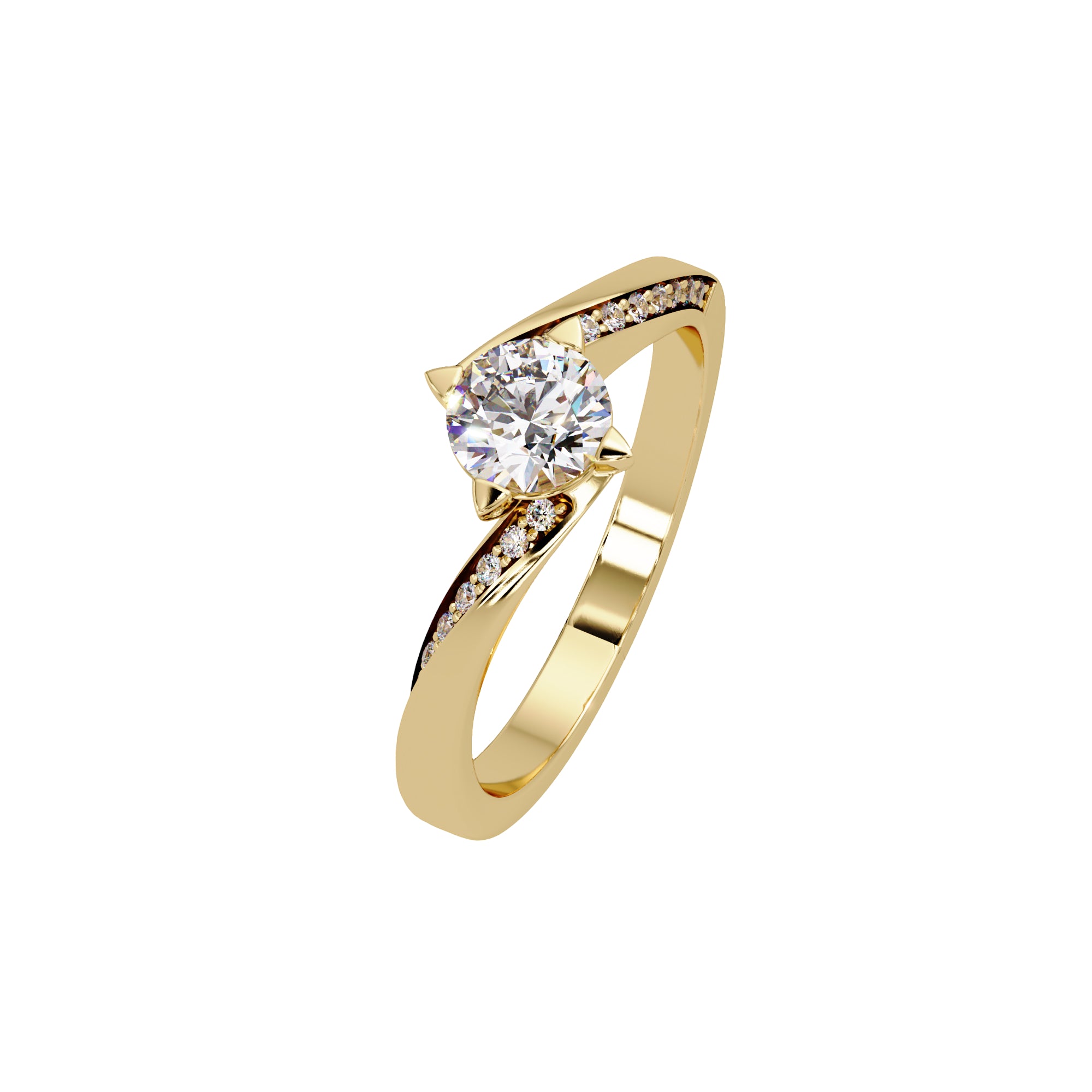 Lab Grown Diamond 0.55 CTW Twisted Pavé Solitaire Ring- Sterling Silver