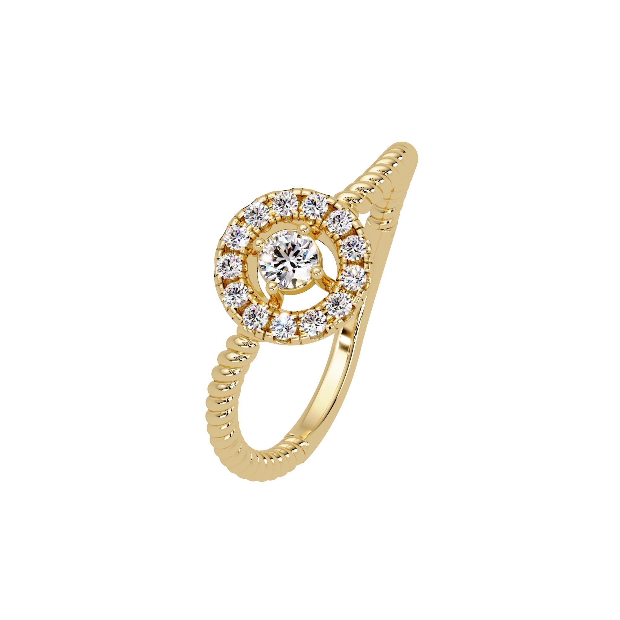 Lab Grown Diamond 0.20 CTW Halo Beaded Band Ring- Sterling Silver