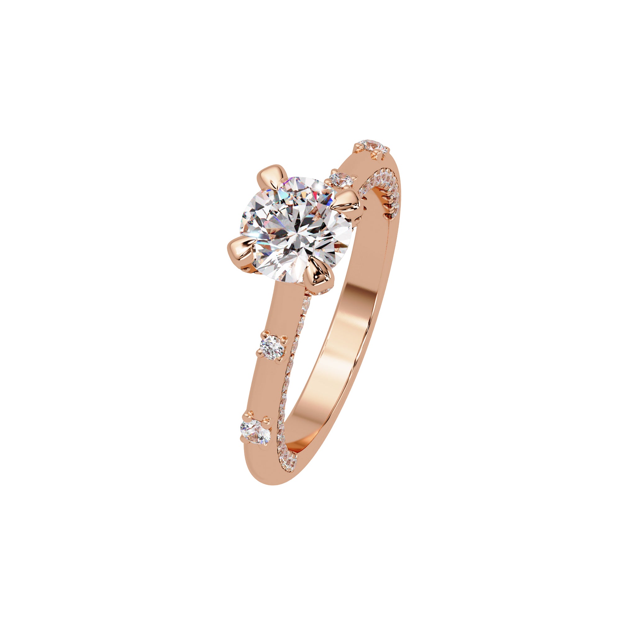 Lab Grown Diamond 1.90 CT Classic Solitaire with Accent Stones Ring- Sterling Silver