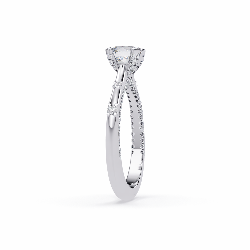 Lab Grown Diamond 1.90 CT Classic Solitaire with Accent Stones Ring- Sterling Silver
