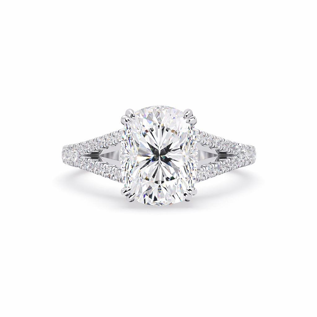 Lab Grown Diamond 4.25 CT Split Shank Pavé Ring- Sterling Silver