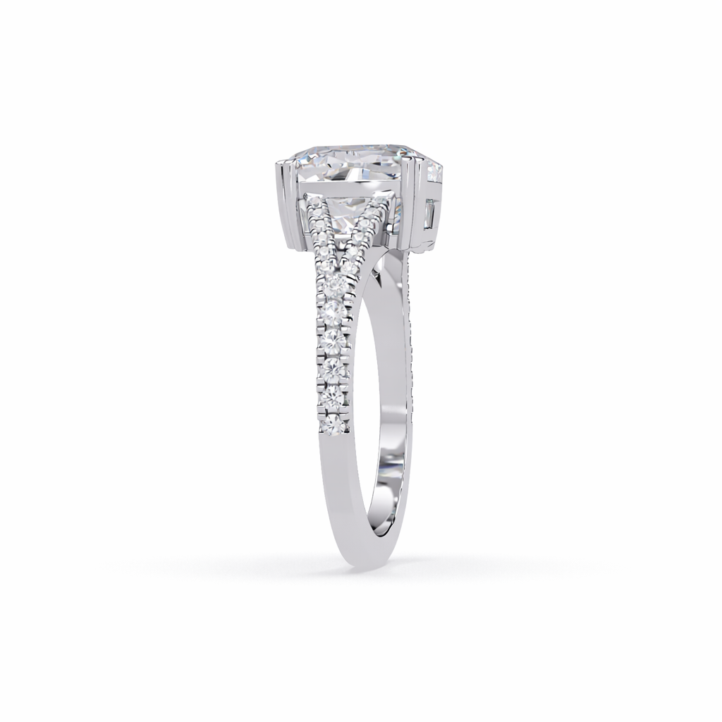 Lab Grown Diamond 4.25 CT Split Shank Pavé Ring- Sterling Silver