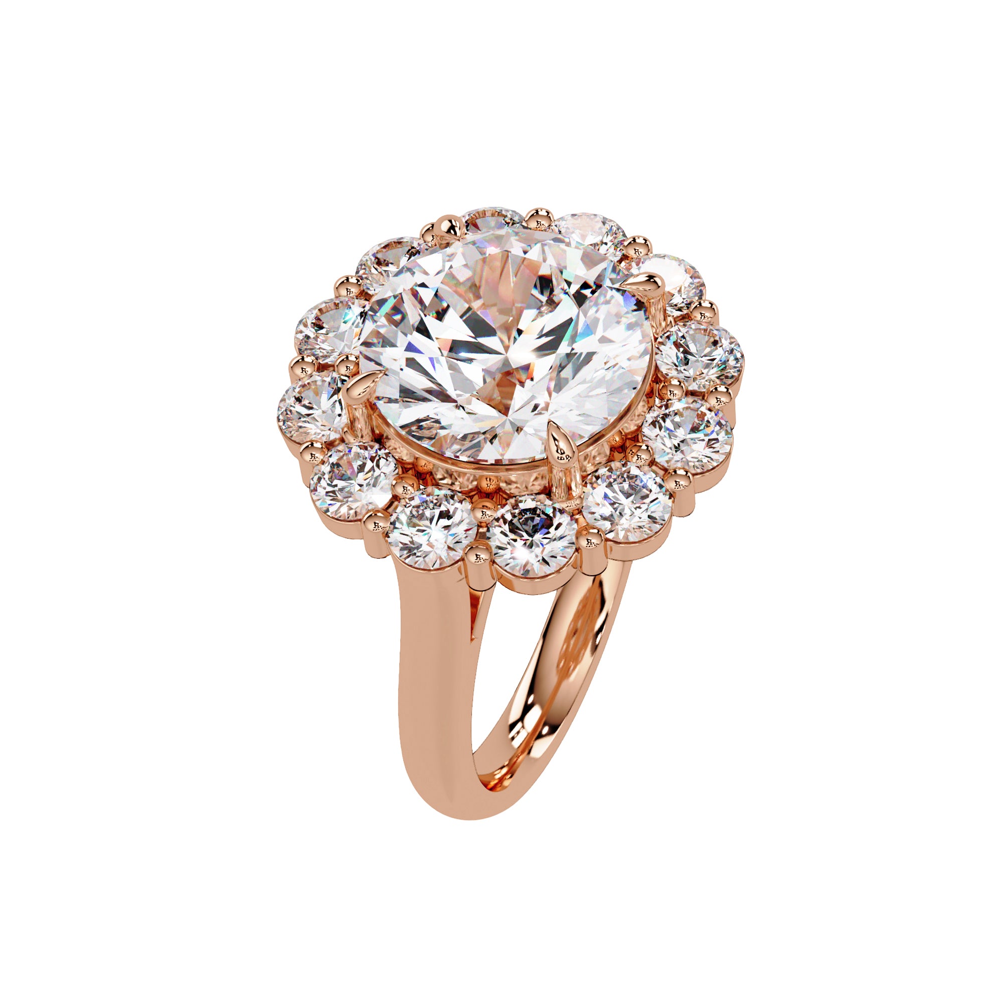 Lab Grown Diamond 6.80 CT Floral Halo Cluster Ring- Sterling Silver